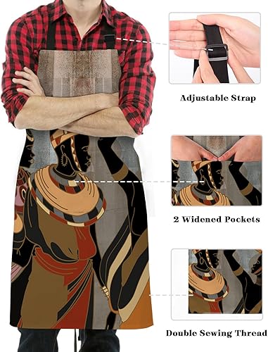Miniatura 3 de Native American Indian Bib Aprons for Women With Pockets, Waterproof Canvas Chef Kitchen Cooking Apron for PaintingHair StylistNail Technician,