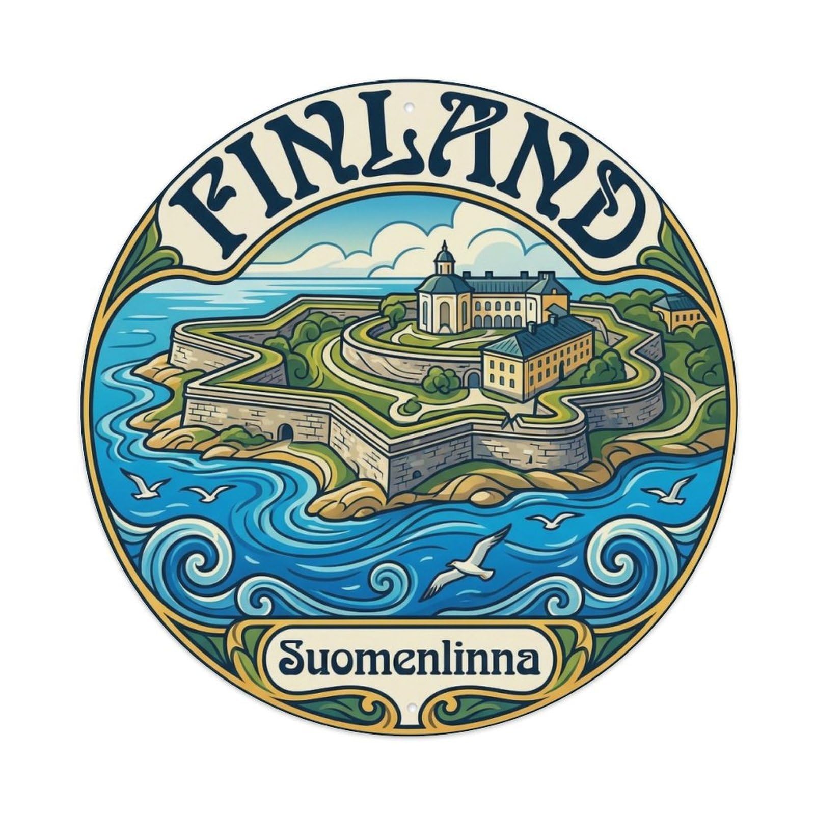 Vintage Travel Finland Shining Metal Tin Sign