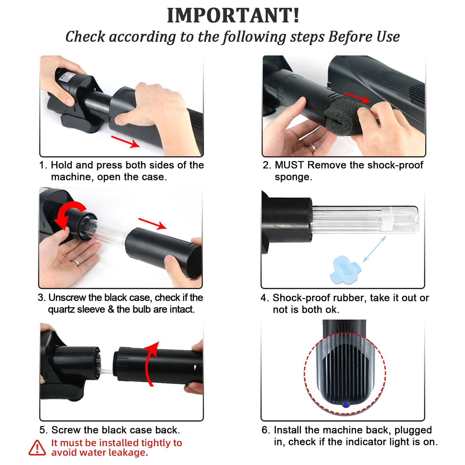 Coospider U-V Filtro para Acuario JUP-01 para 150-300 Litros de Acuario, Bomba de Filtro Subacuática para Acuarios 800L/h Verde Eliminador de Algas Filtro Interno con 1 Bombilla de Repuesto 9W + 2