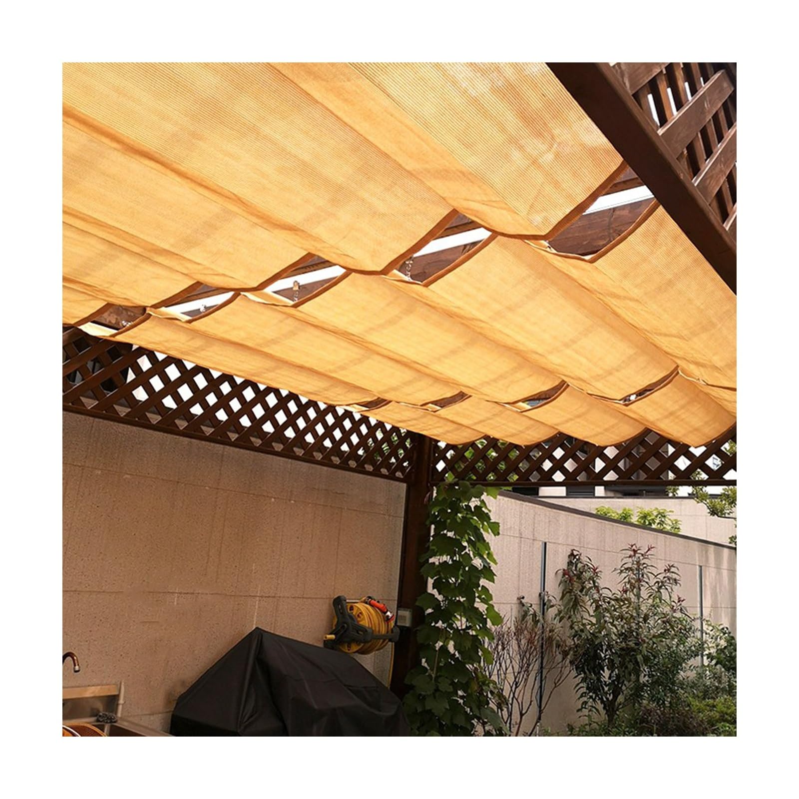 Voile d'ombrage rétractable design ondulé en polyéthylène haute densité