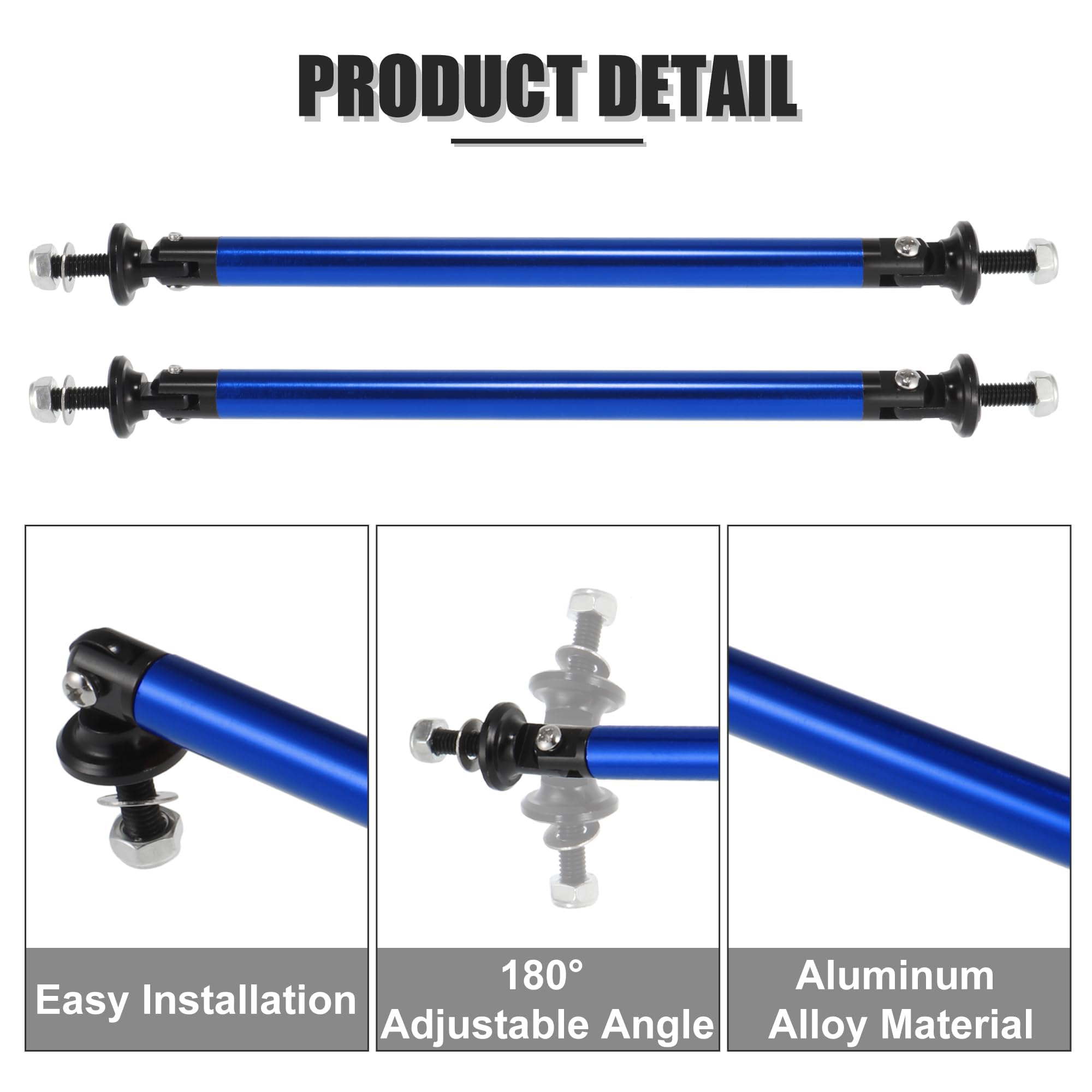Front Lip MACHSWON Adjustable Front Bumper Lip Strut Rods - 150mm Blue ...