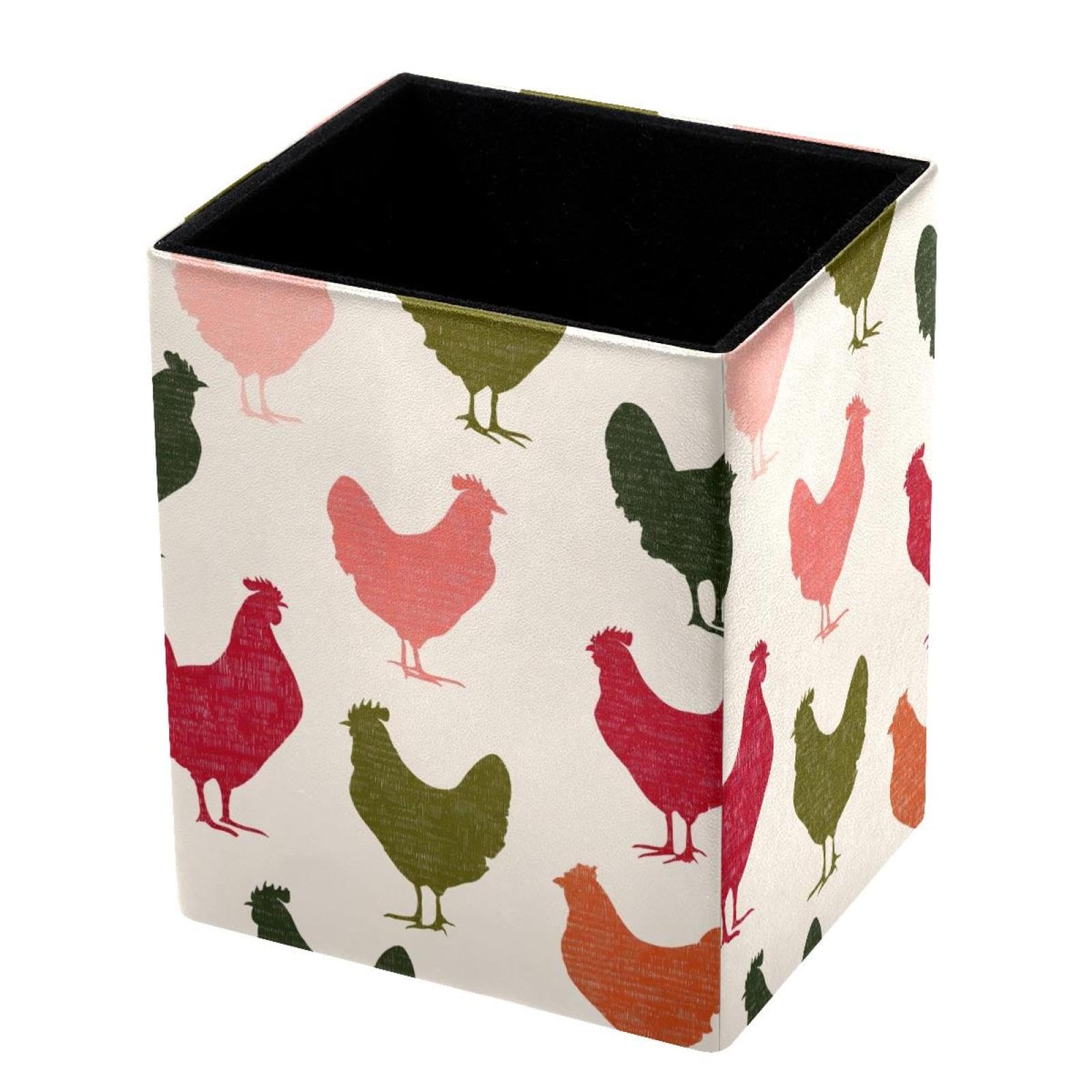 VAPOKF Pencil Holders for Desk, Roosters Printed Pen Holders Pen Pot Makeup Brushes Storage Desktop Stationery Supplies Organiser for Home Office