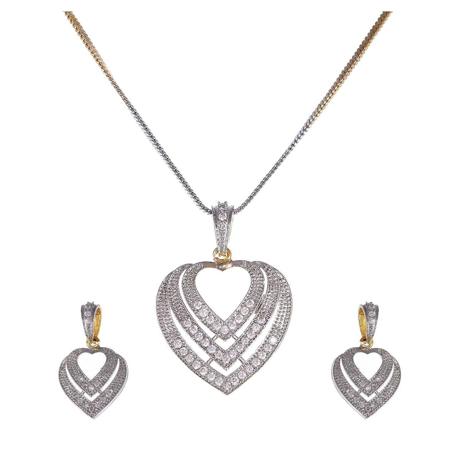 Zeneme Gold Plated Gold Plated and Cubic Zirconia Pendant for Women’s & Girl’s