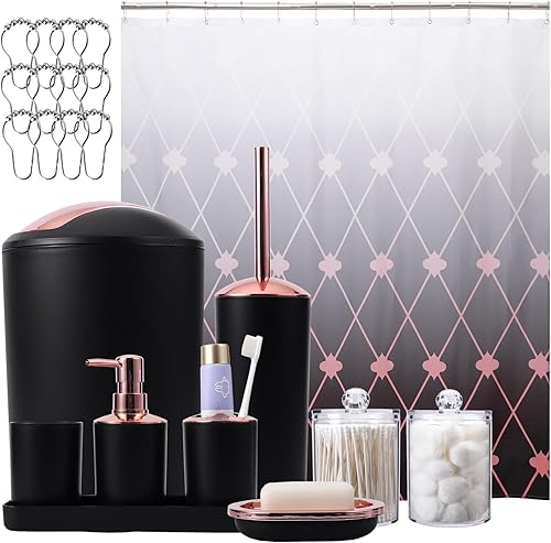 Juego completo de accesorios de baño blancos de 8 piezas basurero, dispensador de jabón, jabonera, soporte para cepillo de inodoro, soporte para