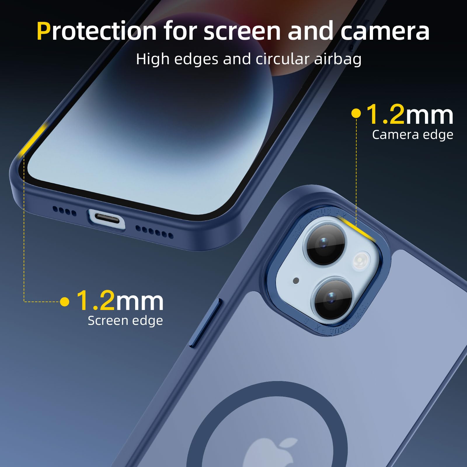 Custodia Trasparente Opaca JETech Cover Magnetica Per IPhone 15 Plus 6,7 Pollici Compatibile Custodia Antiurto Militare