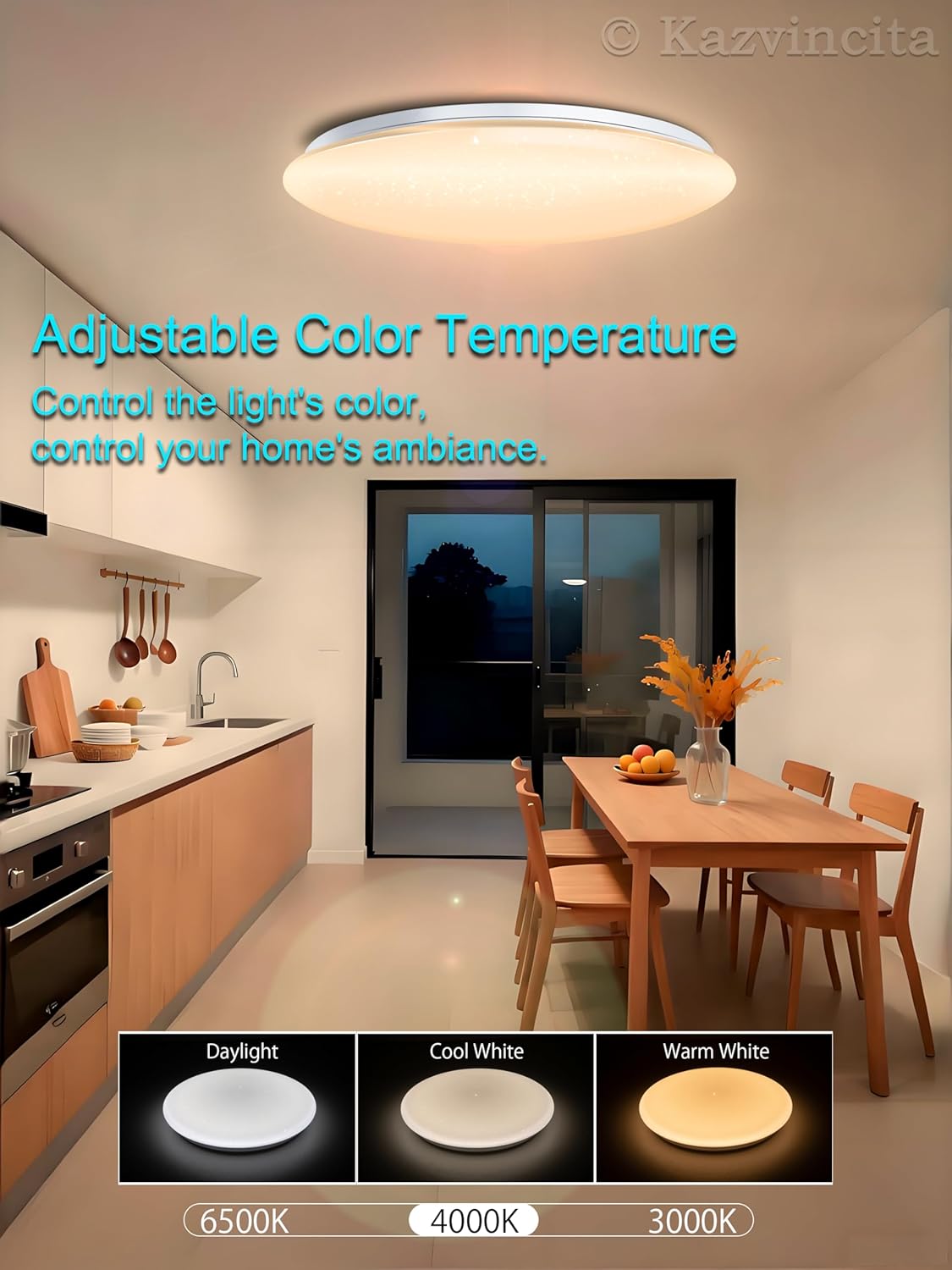 Dimmable Round LED Ceiling Light Flush Mount 13 Inch 40W Built-in Bluetooth Speaker Modern Lighting Fixtures RGB Ambient Ceiling Lamp Suitable for Bedrooms Kitchen Kids' Rooms and More