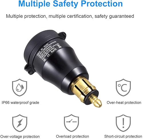 Miniatura 6 de Cllena DIN Hella Plug to Quick Charge 3.0 USB Charger & Type C Power Delivery Adapter for BMW Motorcycle (azul)