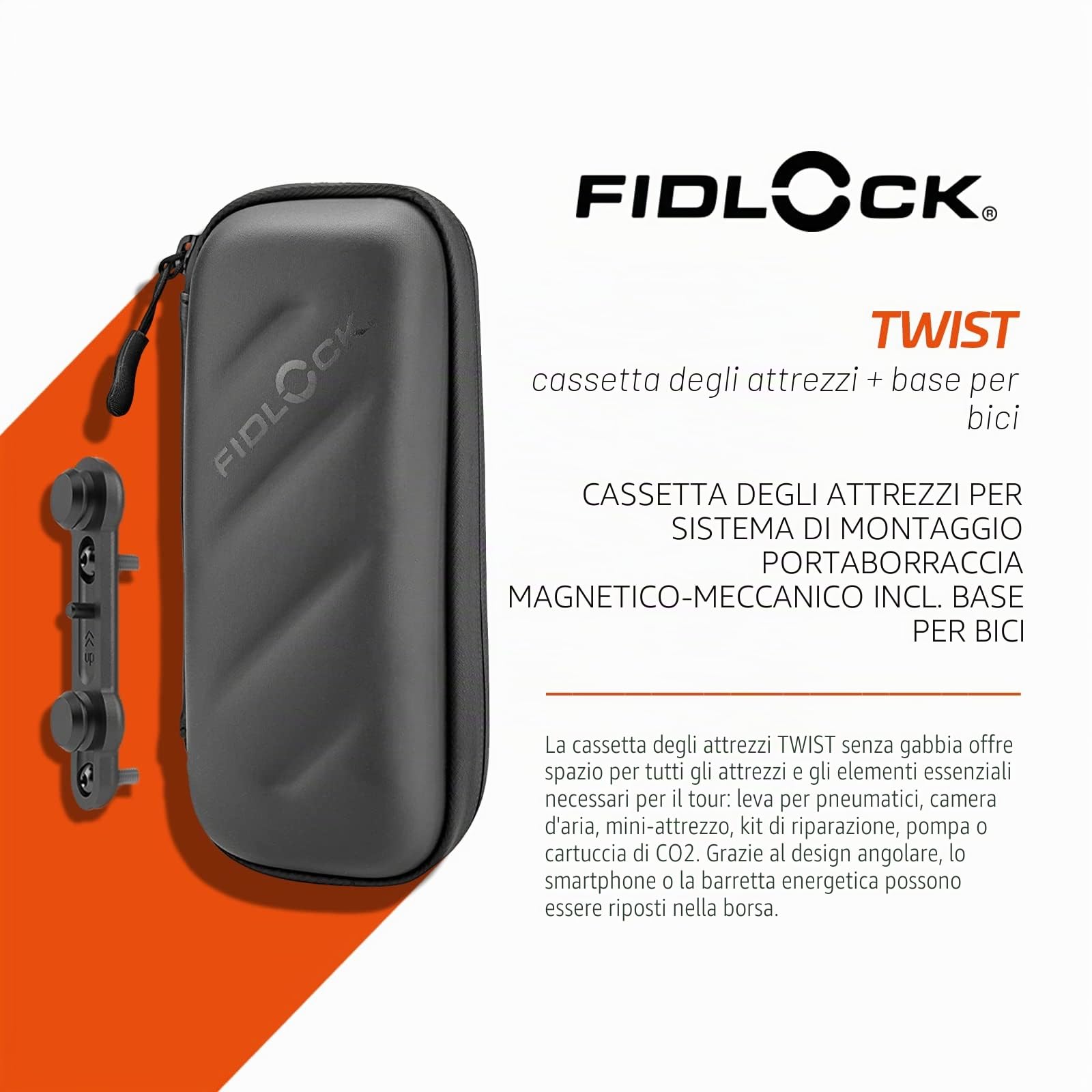 Fidlock Twist Toolbox + Bike Base, Taniche E Ghiera Unisex Adulto, Nero, Standard