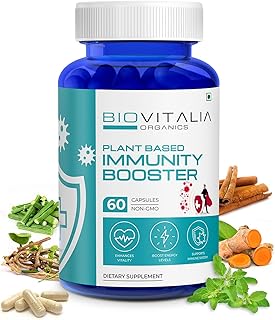 Biovitalia Plant Based Immunity Booster Capsule for Adult Men & Women | Dietary Supplement Capsule Helps Boost Immune System & Support Healthy Heart Function - 60 Veg Capsules