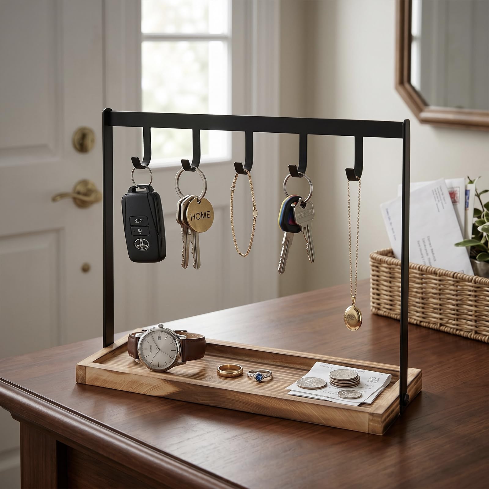 Amazon.com: MyGift Black Metal Entryway Key Holder with 5 Hooks