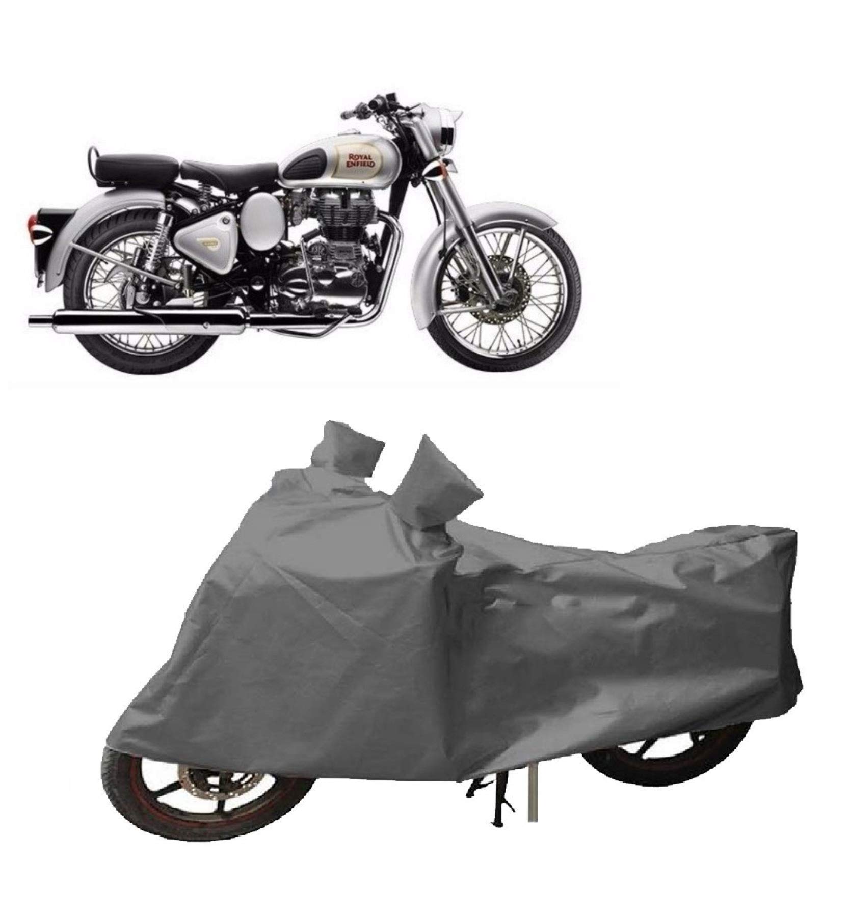 CRONEX - Two Wheeler - Scooty - Bike Body Cover Compatible with Royal-Enfield Classic 350 with Water-Resistant and Dust Proof Premium 190T Fabric_Dual Tone
