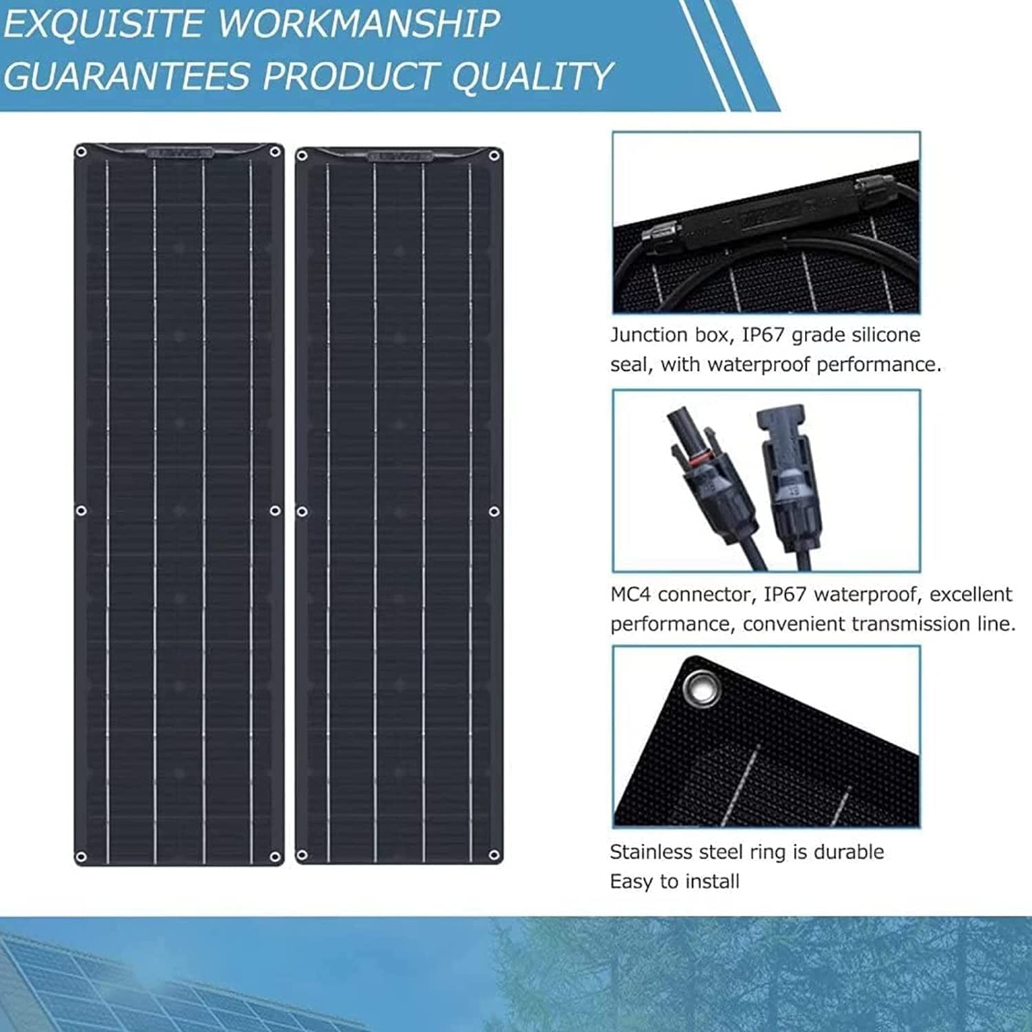 Kit De Paneles Solares De Alta Eficiencia De 2 X 200 W, Módulo Fotovoltaico De Panel Solar Portátil De 400 W, Sistema De Energía Solar For Autocaravanas, Cobertizos, Autocaravanas, Caravanas Y Barcos