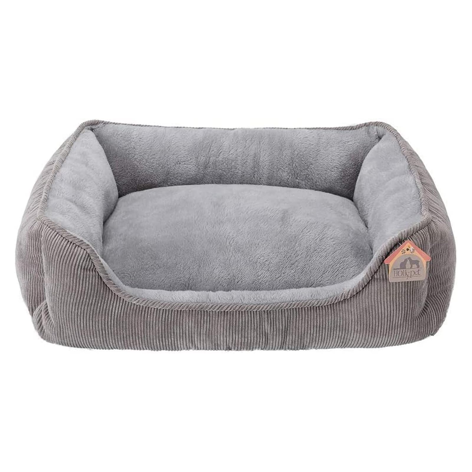 Hollypet Katzenbett Kleines Hundebett Haustierbett für Katzen und Welpen, Weiches Haustierschlafbett Atmungsaktives Haustierkissen, Grau (55 * 45 * 15cm)