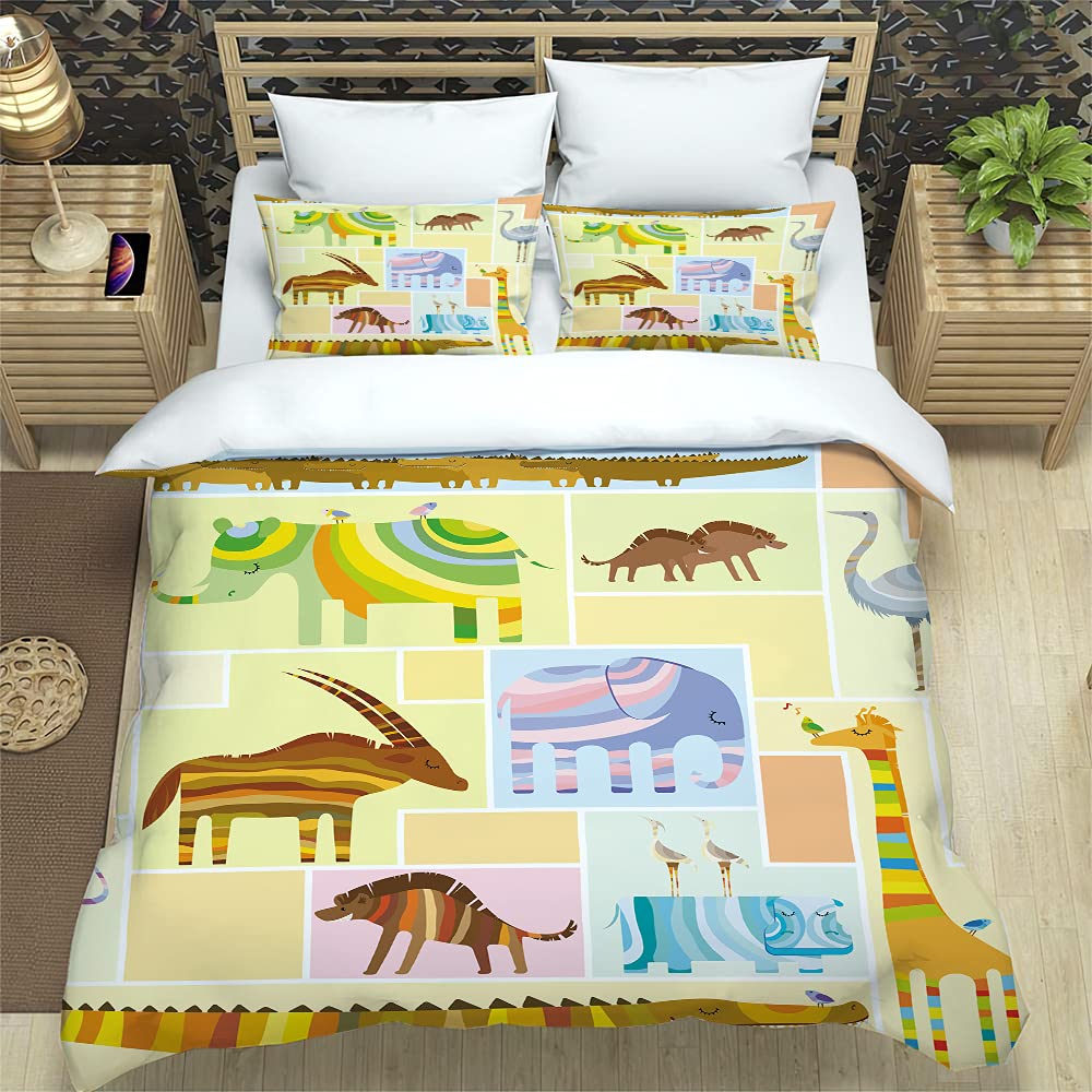 Housse de couette 240 x 260 animaux imprimé douceur microfibre adulte