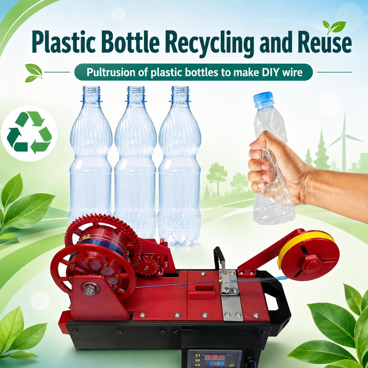 Maszyna do robienia filamentów biurkowych, wytłaczarka do drukarki 3D z cyfrowym wyświetlaczem, regulowana temperatura i prędkość, recykling filamentów z recyklingu, dla rodzin, majsterkowiczów