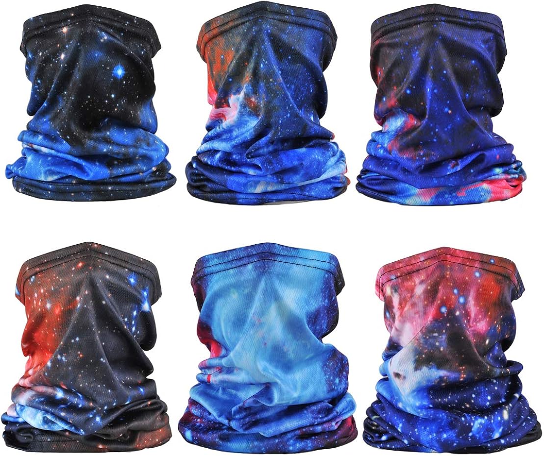 6 Pieces Sun UV Protection Neck Gaiter Scarf Cover Breathable Cooling Face Bandana for Summer Cycling Hiking Fishing