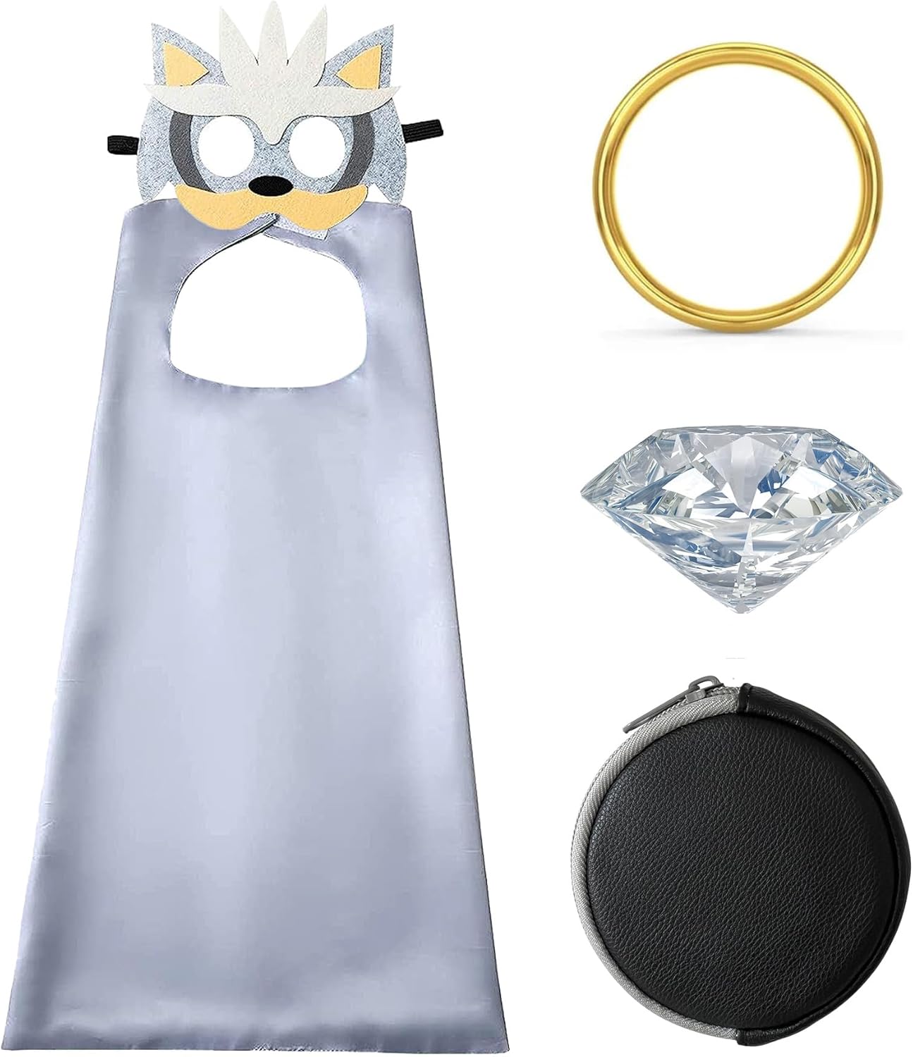 Roban Boys Capes and Masks, Anime Hedgehog Costumes, Pretend Play Toys for Kids Halloween Christmas Birthday Party Favors Silver