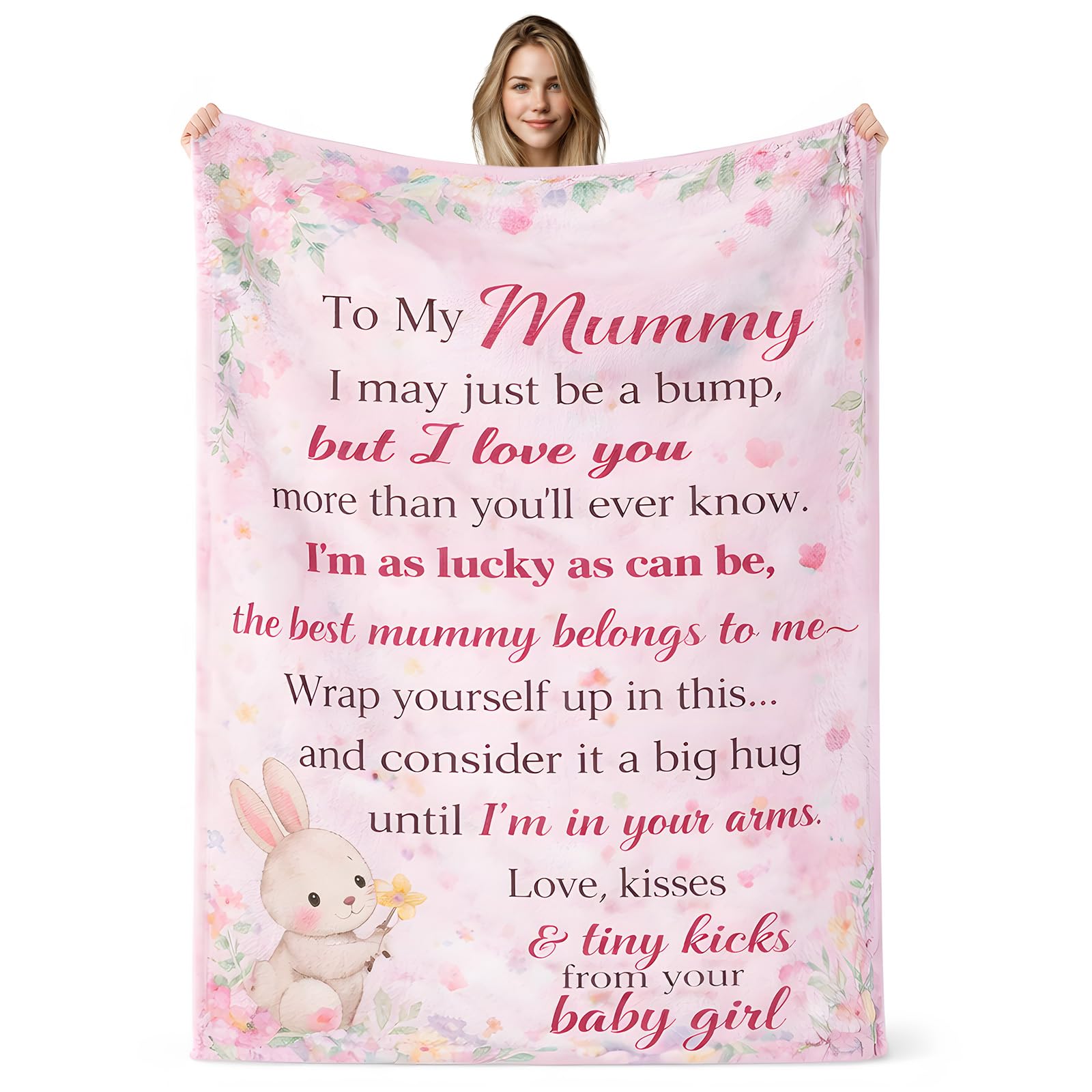 twirush New Mum Gifts for Women, Mum to be Blanket 150x130CM, for Mum to be, Pregnant Gifts for Mum to be, Gender Reveal Gift, Present for Mummy on Mother Day/Birthday(pink)