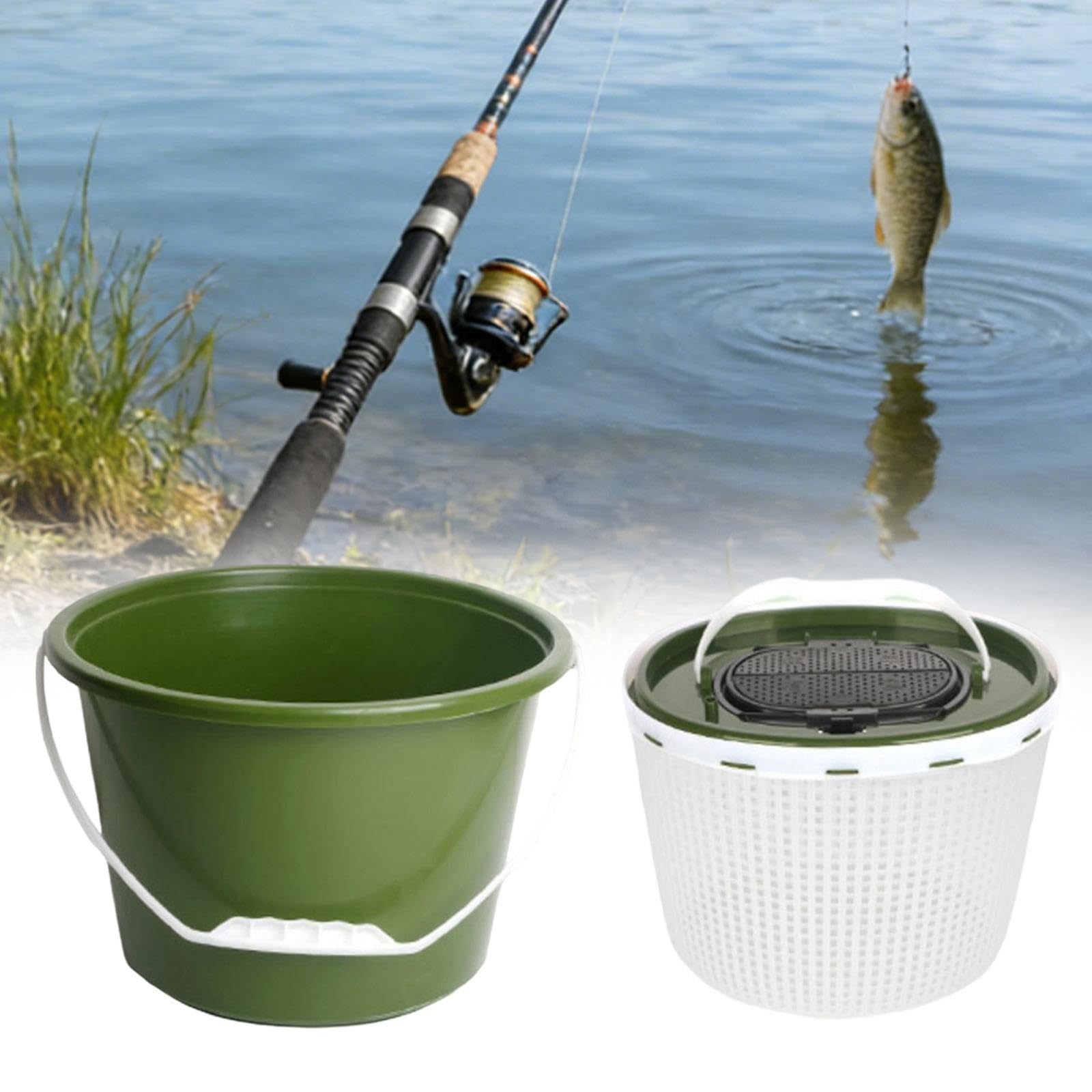 Secchio da Pesca Robusto, Pratico Contenitore per Escursioni E Picnic All'aperto.