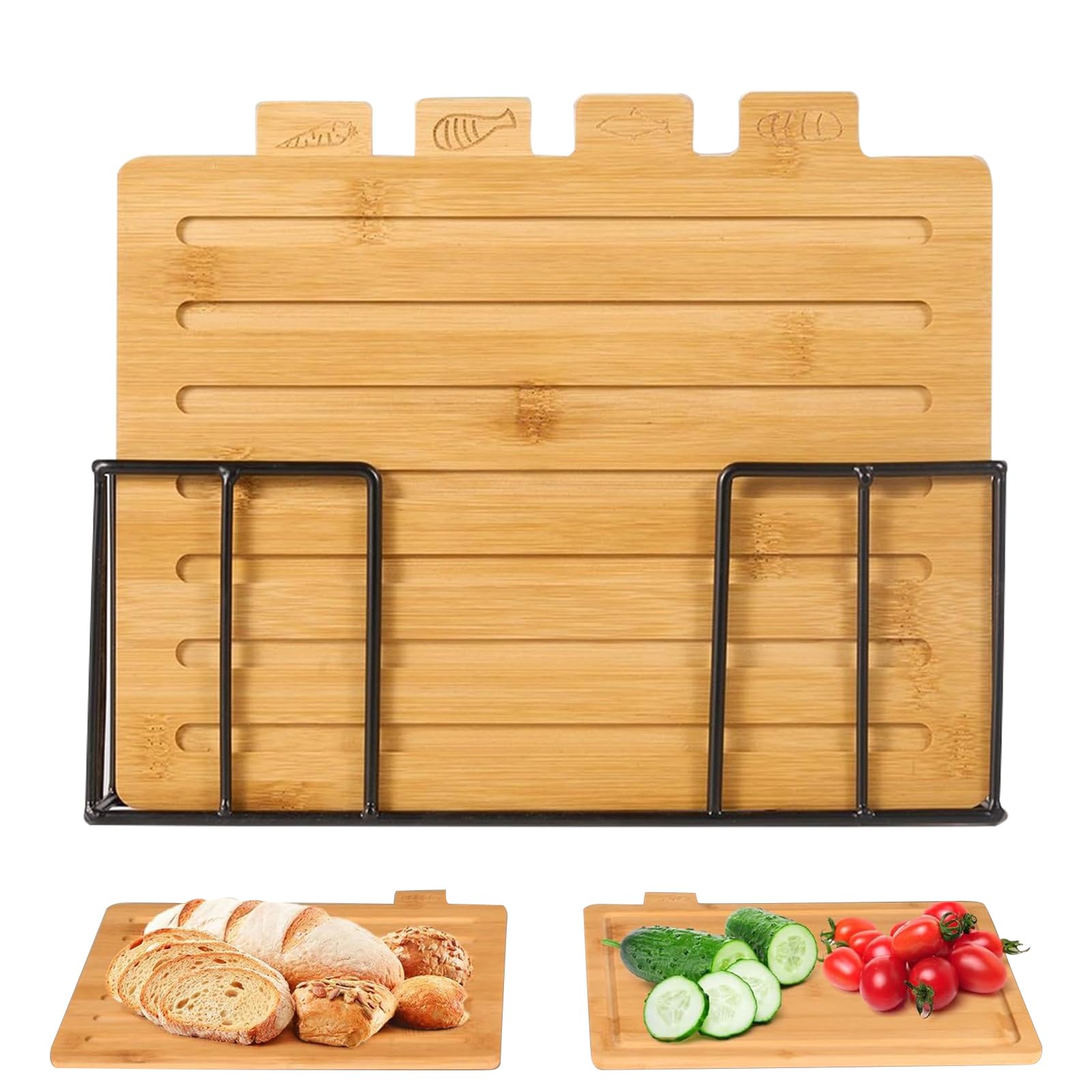 Tagliere Alimentare 4 Pezzi Legno per Preparazione Pasti | Set di Taglieri in Legno per Alimenti Adatto A Famiglia Uomini Cucina Casa Dispensa Appartamento Ristorante Caffè