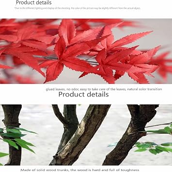 Realistic Large Japanese Red Maple Artificial Tree, Artificial Red Maple Tree, Outdoor Garden Home Decoration Simulation Tree, Gorgeous Simulation Landscape(7ft)