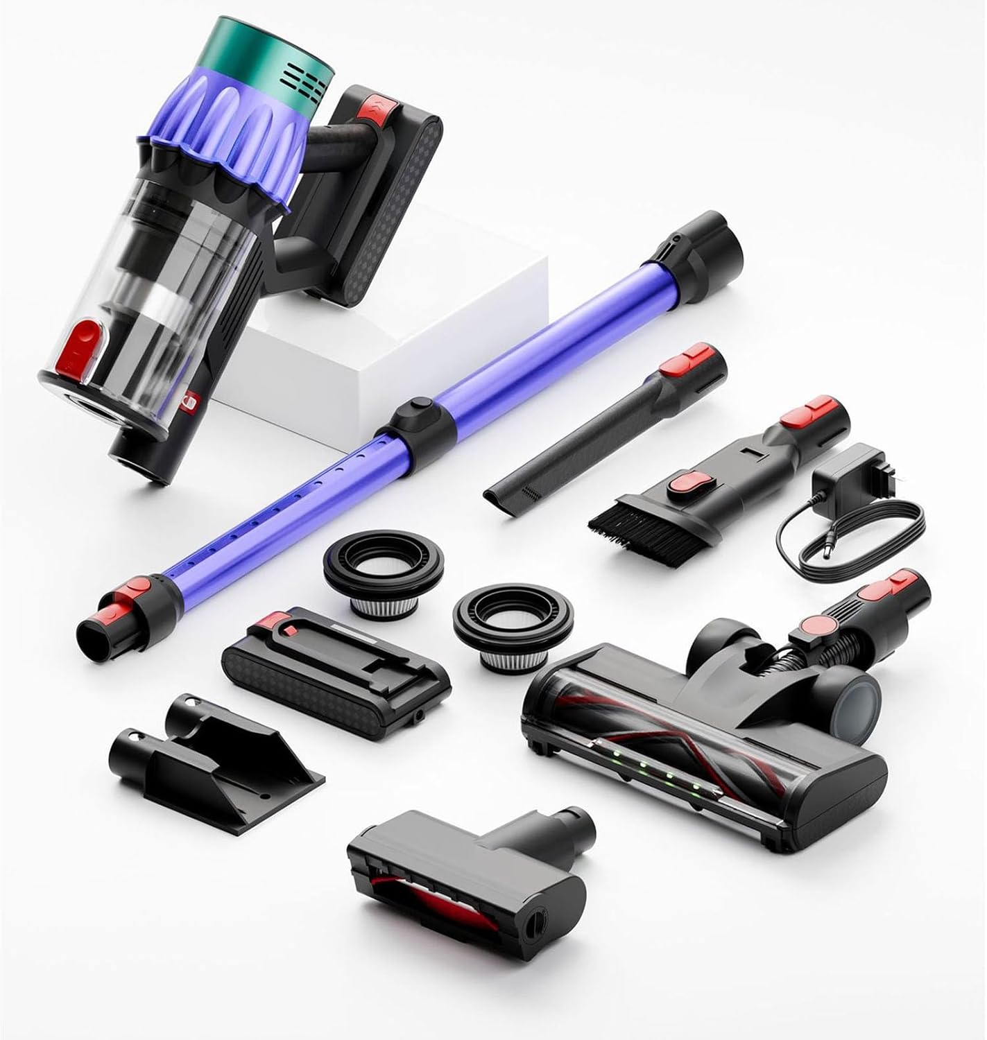 Powerful Cordless Vacuum Cleaner 550W 35KPa – Lightweight Stick Vacuum with 50-Min Runtime, Self-Standing Design, Wall-Mount Charging, Ideal for Pet Hair & Carpet Cleaning