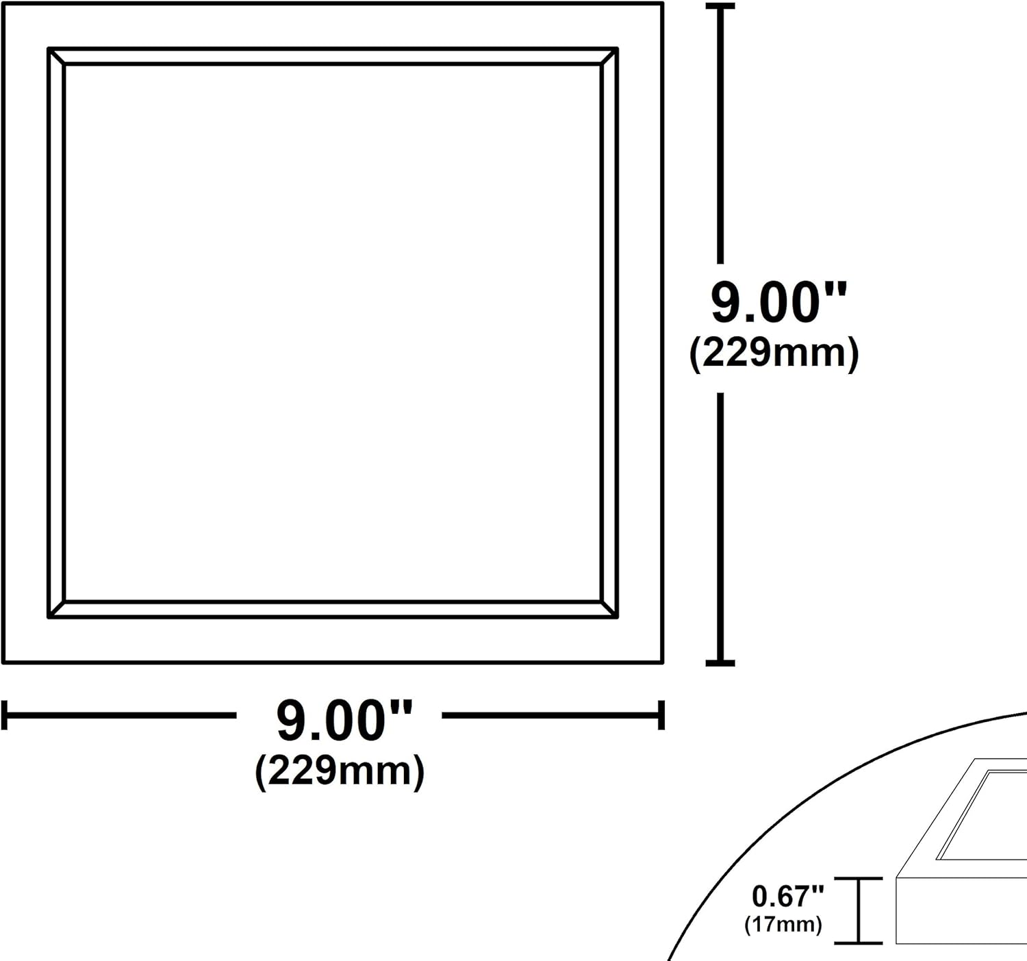 NICOR Lighting 9 inch Square Edge-Lit LED Surface Mount Downlight, 2700K (DSE921202KSQWH)