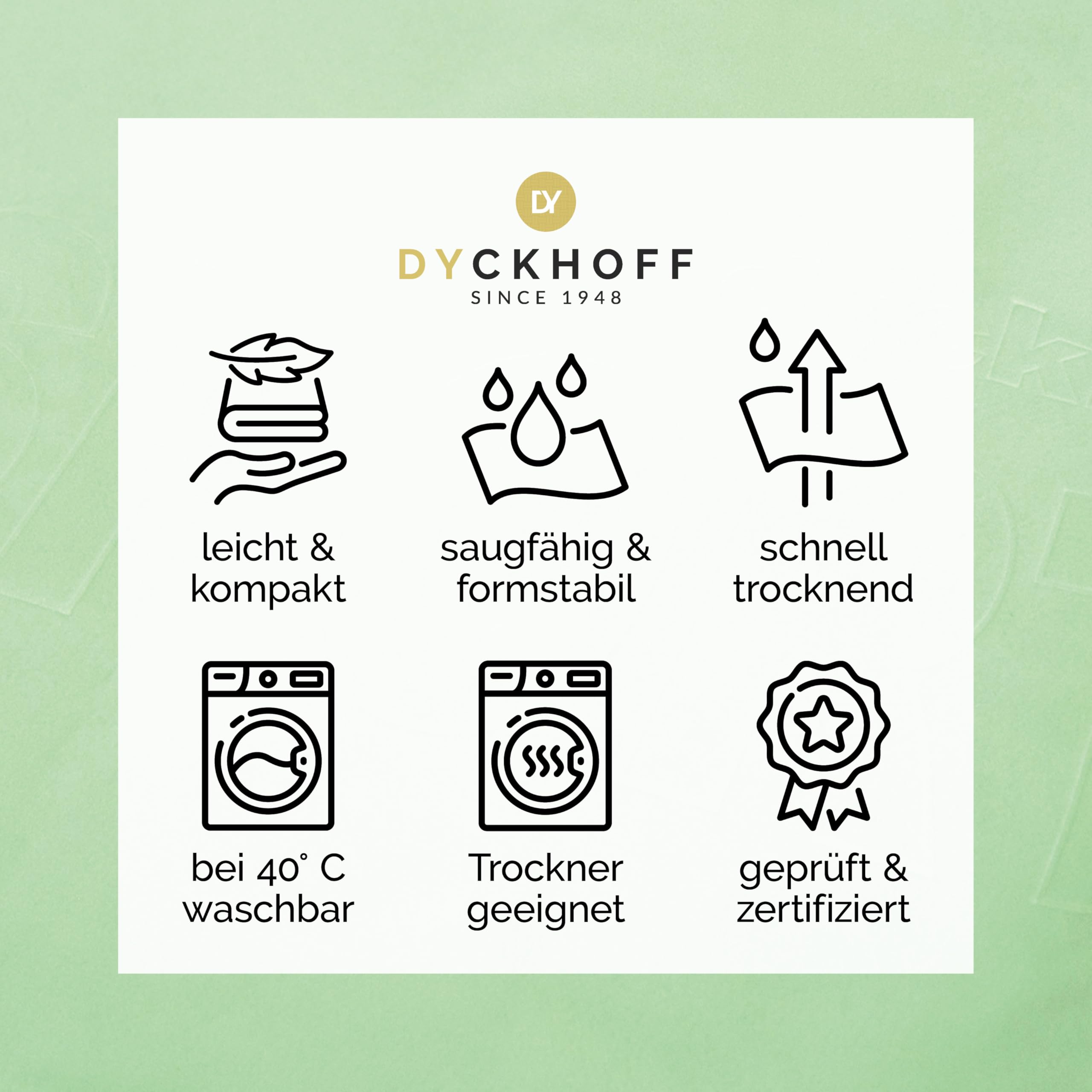 Dyckhoff Serviette de Sport en Microfibre - Menthe - Dimensions : 80 x 180 cm