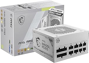 MSI MAG 850GL PCIE 5 White Gaming Power Supply - Fully Modular - 80 Plus Gold Certified 850W - Compact Size - ATX Power Supply