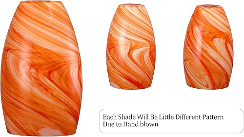 Miniatura 3 de Tonos de cristal de mármol naranja, candelabros de cristal modernos, pantalla colgante de cristal de arte, pantalla de lámpara ovalada de cristal, 1