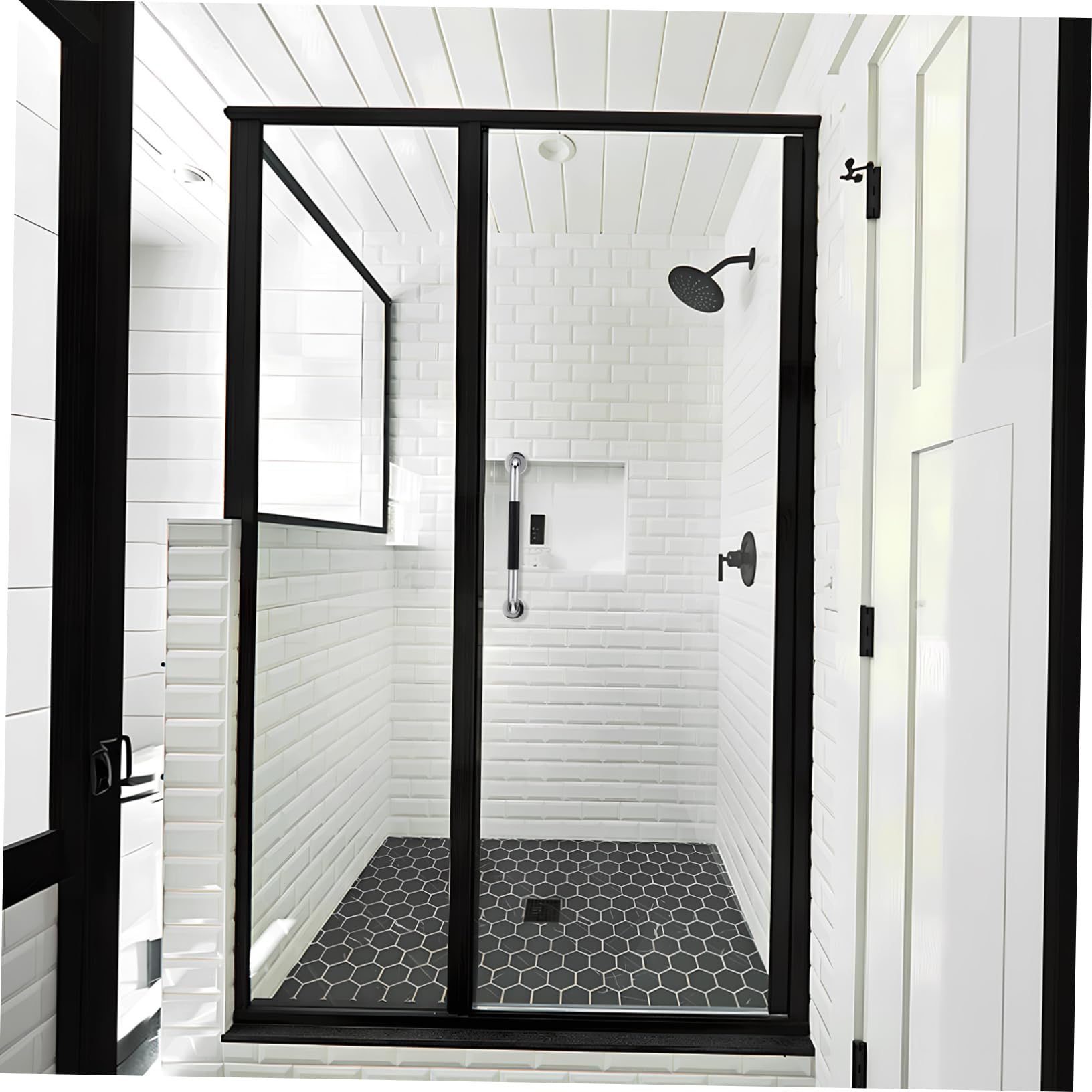 Barre D'appui de Salle de Bain 2 Pièces en Acier Inoxydable 304 Noir