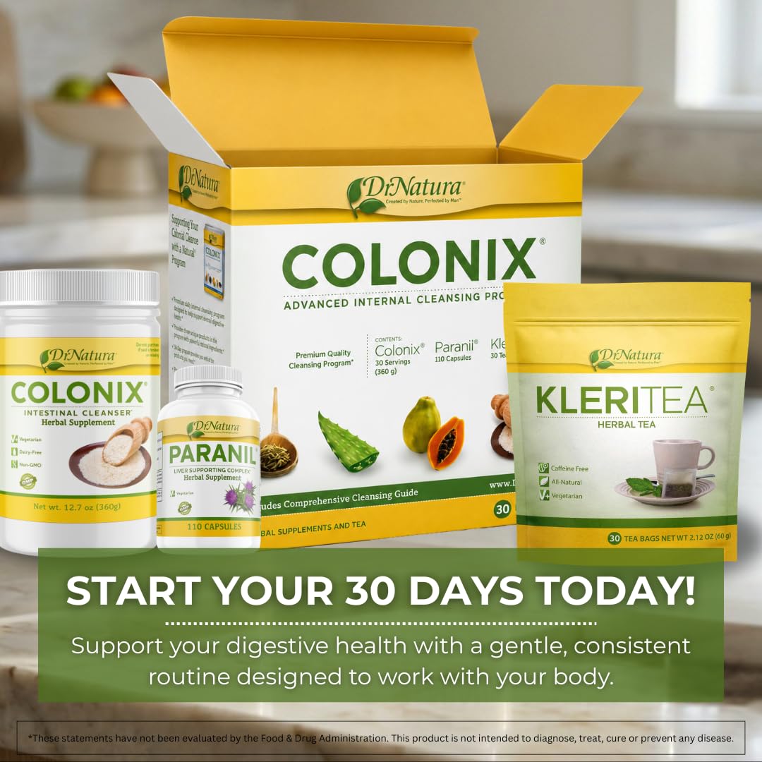DrNatura Colonix 3-Part Colon Cleanse Kit – Whole Psyllium Husk Fiber Powder, Herbal Capsules & Herbal Tea, 30 Day Digestive & Gut Support Program, 16 oz (Pack of 1) — Amazon image 11