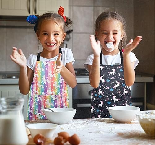 Miniatura 6 de Delantal de dinosaurio para niños con bolsillo, delantales de unicornio para niñas, para cocinar, pintar, delantal de cocina para niños de 3 a 12