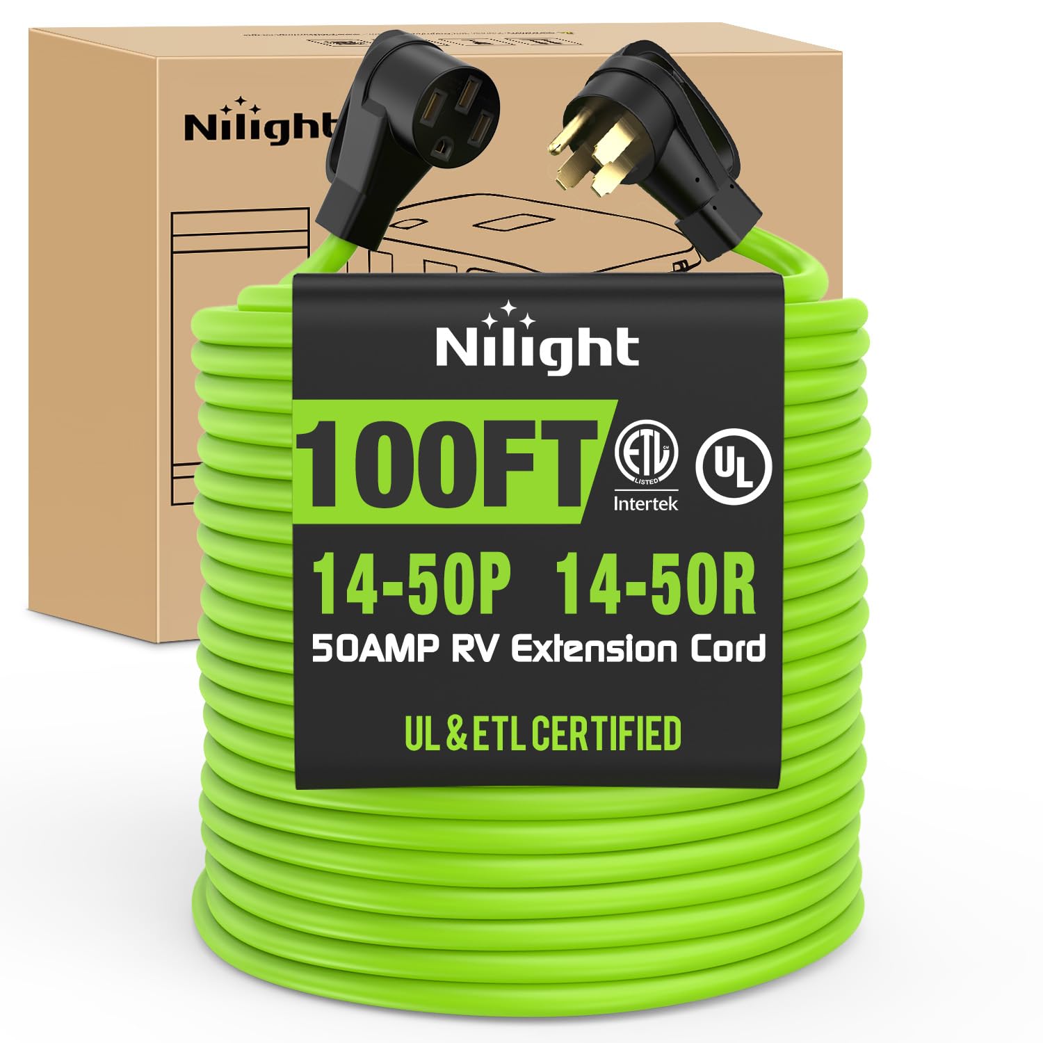 Nilight 100FT 50 Amp RV Extension Cord 6/3+8/1 Gauge 14-50P/14-50R