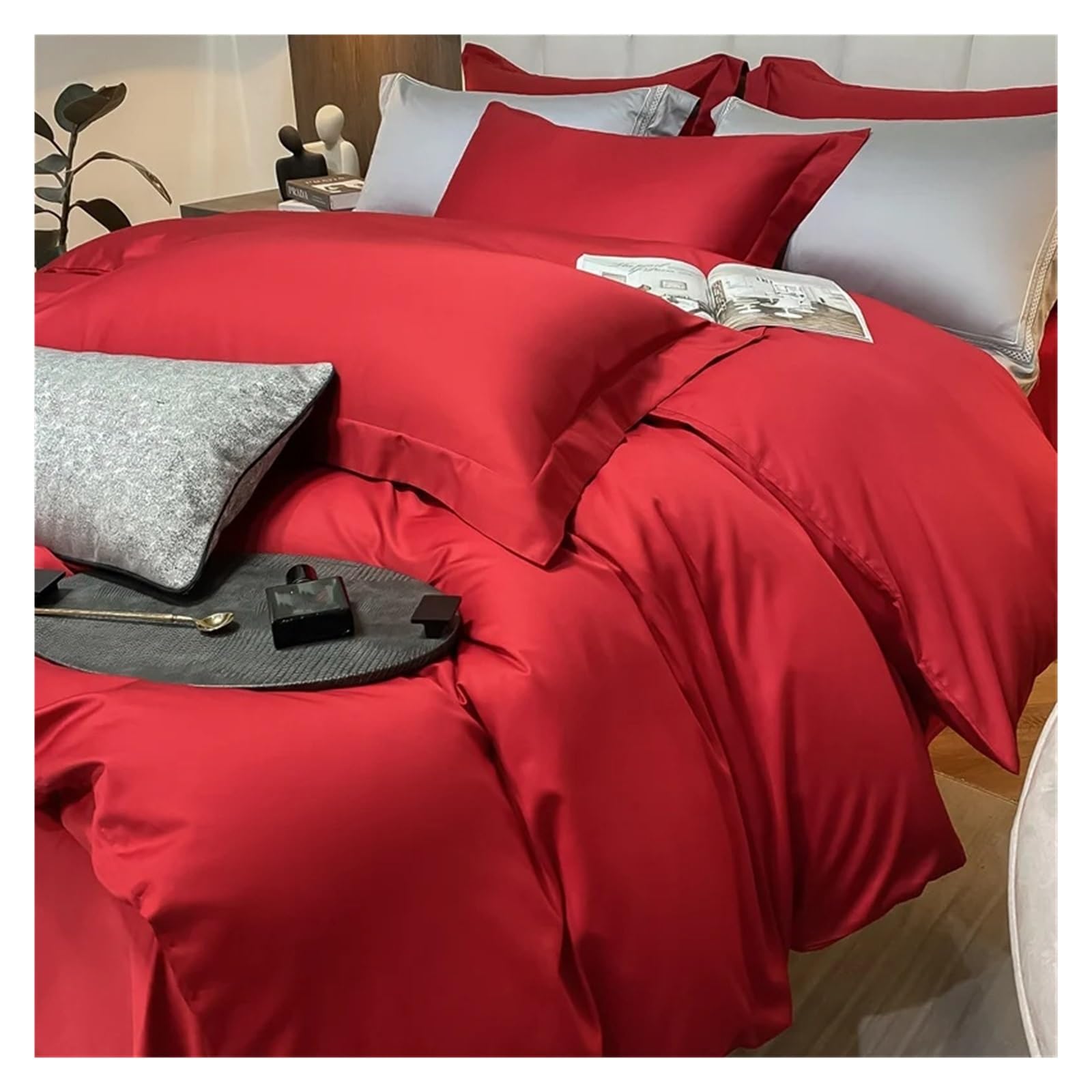 Parure De Lit, Housse De Couette Et Drap en Coton Égyptien 400 Fils Au Pouce Carré(B,King Size 2.0M Bed 4pcs)