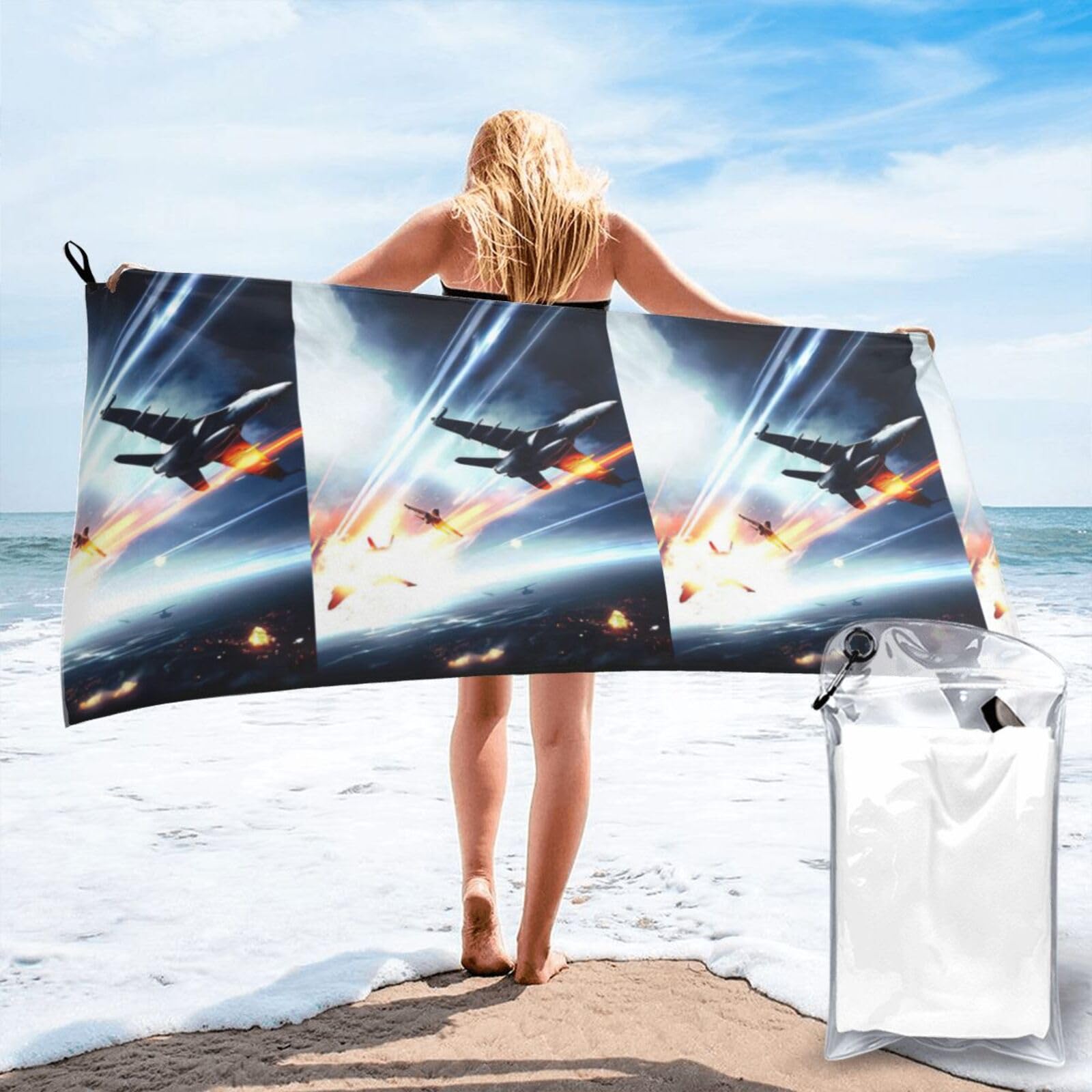 ENGhjes Airplane Print Camping Towel Fast Drying Bath Beach Shower Wrap For Gym Camping Vacation Adults Portable Gift
