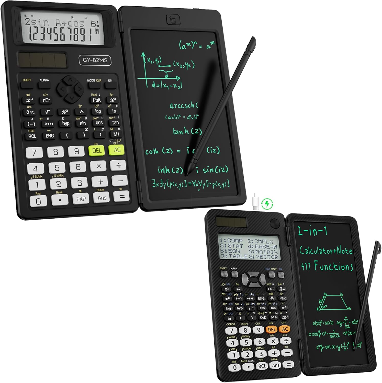 991ES MAX and 82MS Scientific Calculators with Notepad