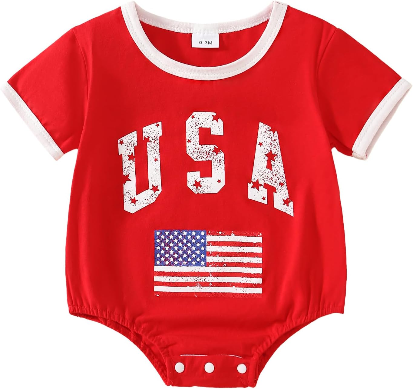 (0-18 Months) Baby Boy/Girl 4th of July Outfit USA Bubble Romper American Flag Clothes 0-18 Months Red 0-3 Months