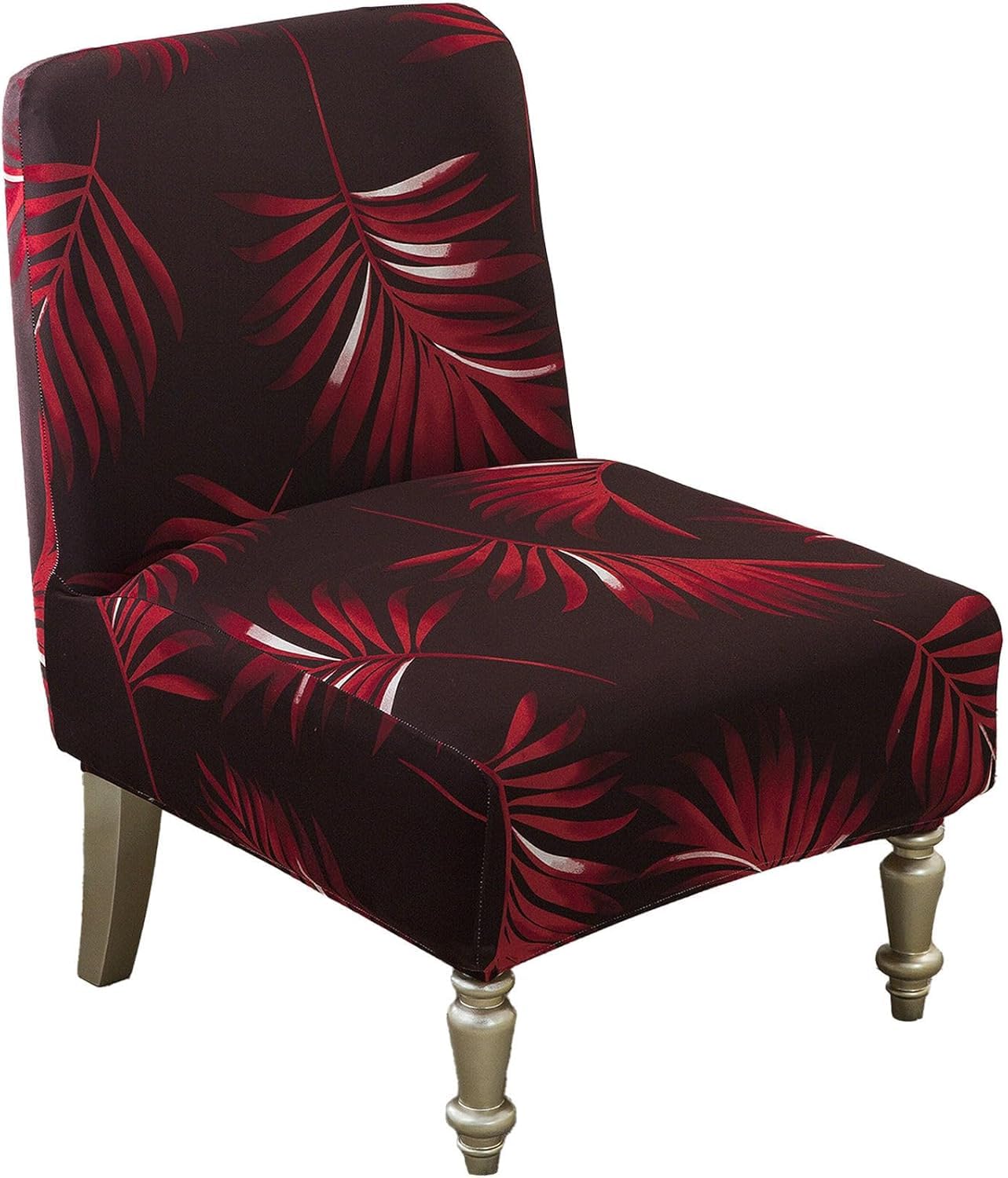 HACLEN Printing Armless Accent Chair Cover, Stretch Spandex Armless Chair Slipcover Washable Slipper Chair Protector Non Slip for Living Room (3,1 pcs)
