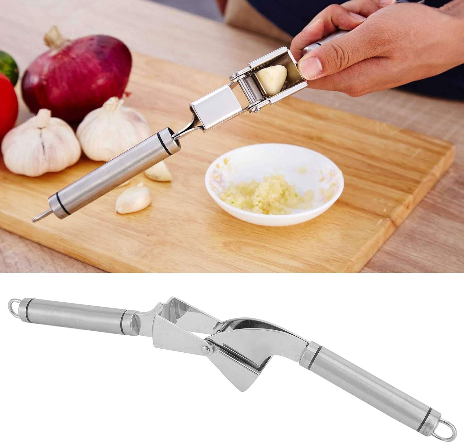 Easy Clean,Premium Garlic Press Stainless Steel Mincer and Crusher Professional Grade, Dishwasher Safe & Rust-proof, Premium Garlic Press Stainless Steel Mincer and Crgarlic peeler garlic mincer image 3