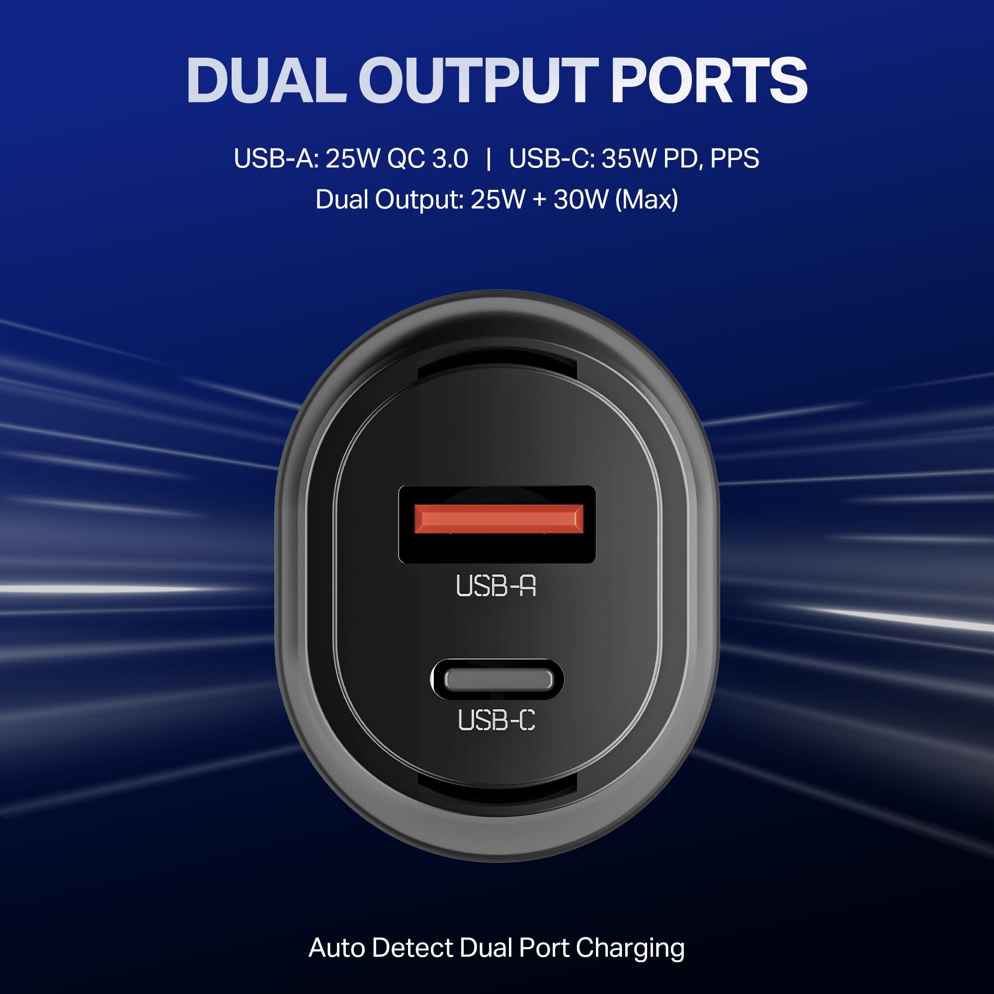Boat 55W Car Charger with Dual Port USB-A and USB-C; Supports QC, PD & PPS Advanced Charging Protocols | 12-Layer Smart IC Protection | Compact, Lightweight, Heat & Scratch Resistant (Carbon Black) 1