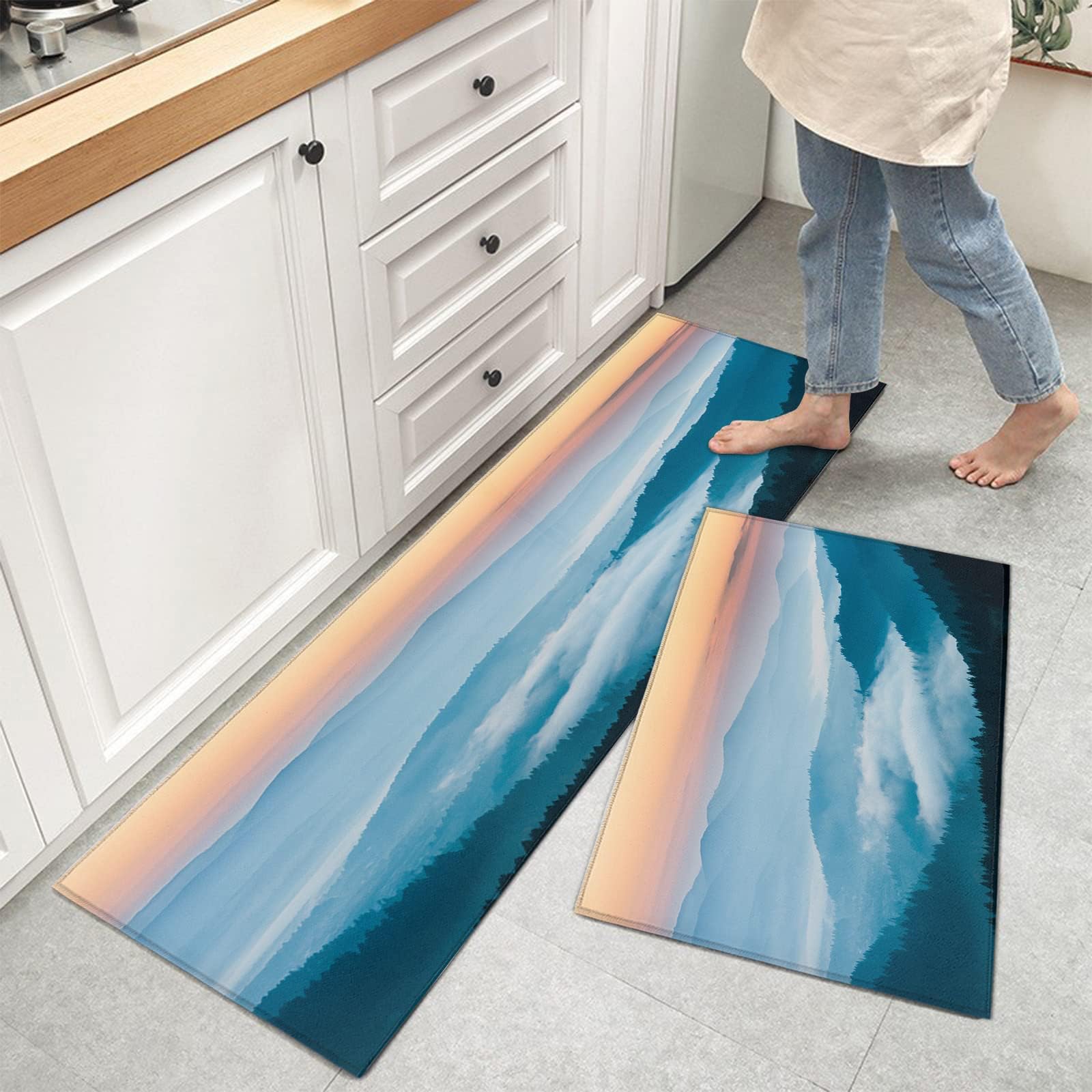 Kitchen Rugs, Forest Zone Kitchen Rug, Ktchen Gadgets Anti-Fatigue Kitchen Mat, Floor Mats for Kitchen Decor & Laundry Room Decor, 2PCS Runner Rug, Kitchen Mats for Floor