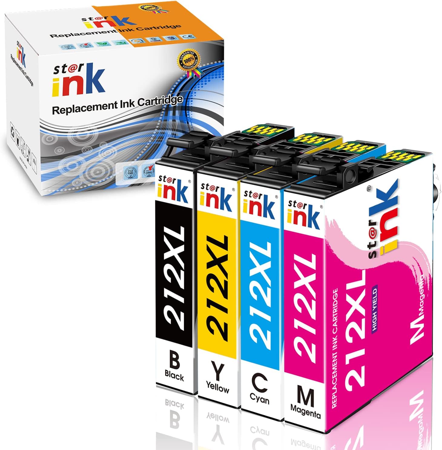 212XL Ink Cartridges with 2023Latest Chips Replacement for Epson 212 Ink Cartridges Combo for Epson XP-4100 XP-4105 WF-2830 WF-2850 Printer, 4 Packs