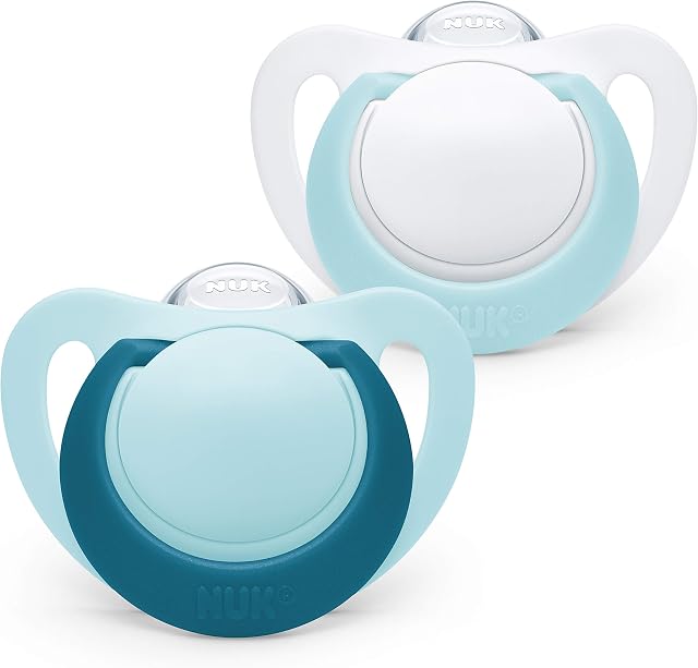 NUK Genius Baby Dummies | 6-18 Months | BPA-Free Silicone Soothers | Blue | 2 Count