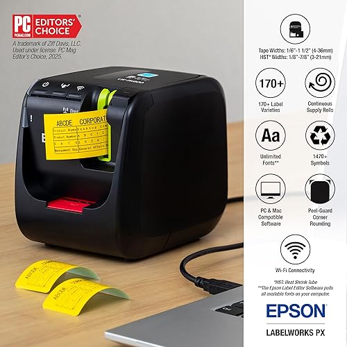 Miniatura 2 de LABELWORKS Epson LW-PX800 Industrial Wireless Label Maker - Desktop Label Printer Compatible with Large Variety of Tape Types