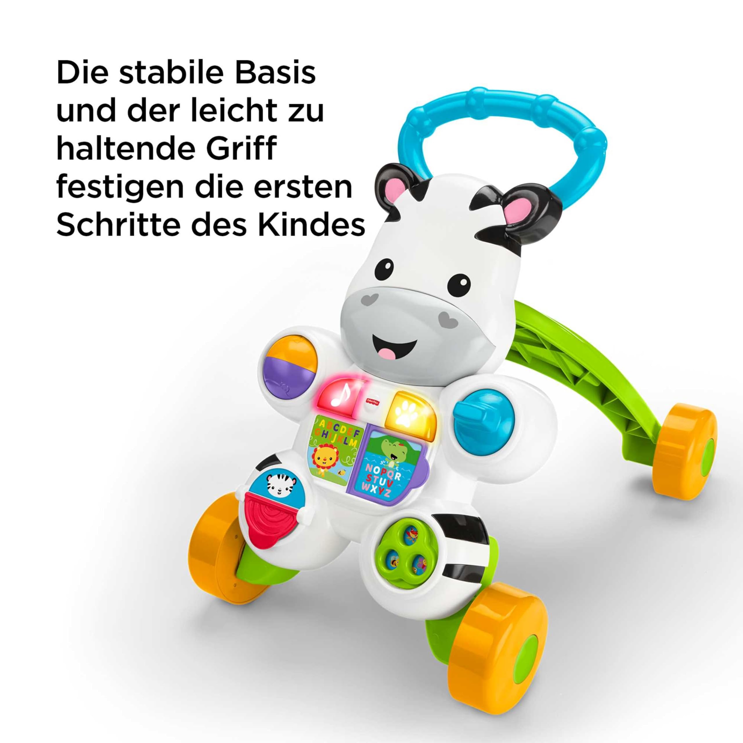Fisher-Price Lern mit mir - Zebra Lauflernwagen, musikalisches Aktivitäts- und Gehspielzeug mit Lerninhalten, ab 6 Monaten, Deutsche Version, Reduzierte Verpackung, HBW56