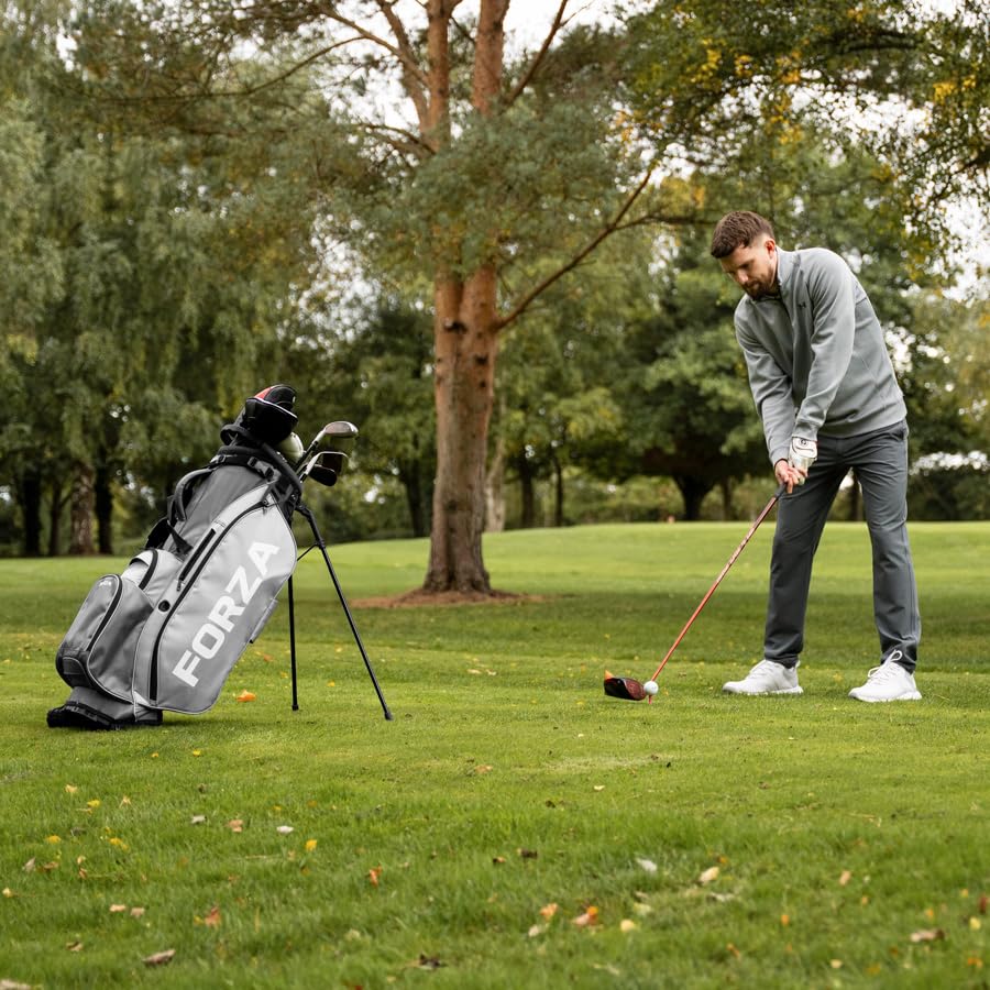 FORZA Bolsa de golf con soporte | Bolsa divisora ligera de 5 vías para palos de golf con doble correa acolchada y 6 bolsillos con cremallera - Almacenamiento organizado y transporte cómodo para todos