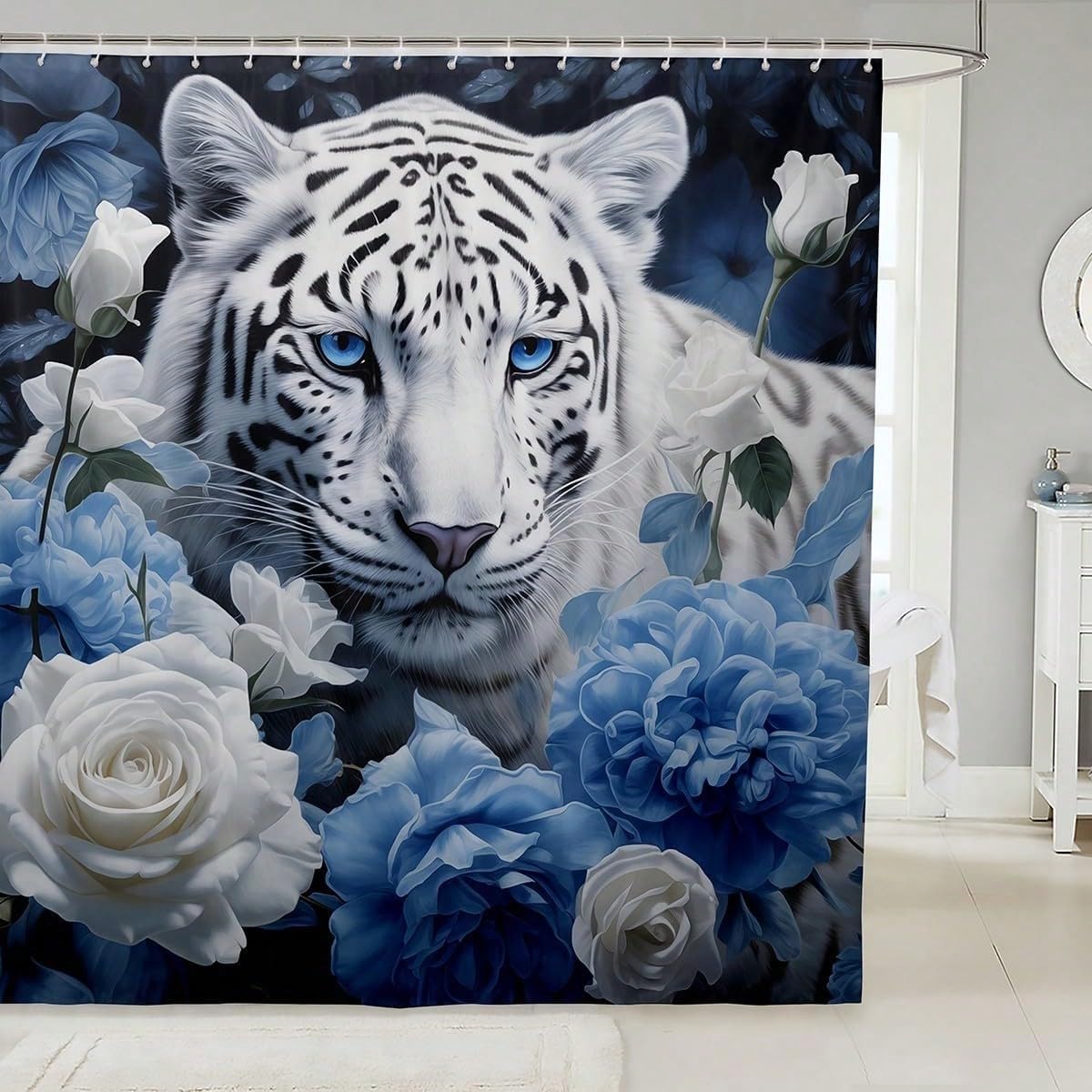 GLKSDLPO Black And White Shower Curtain Watercolor Black Floral Shower Curtain For Bathroom Modern Abstract Flower Decorative(240x175cm/94x69in(WxH))