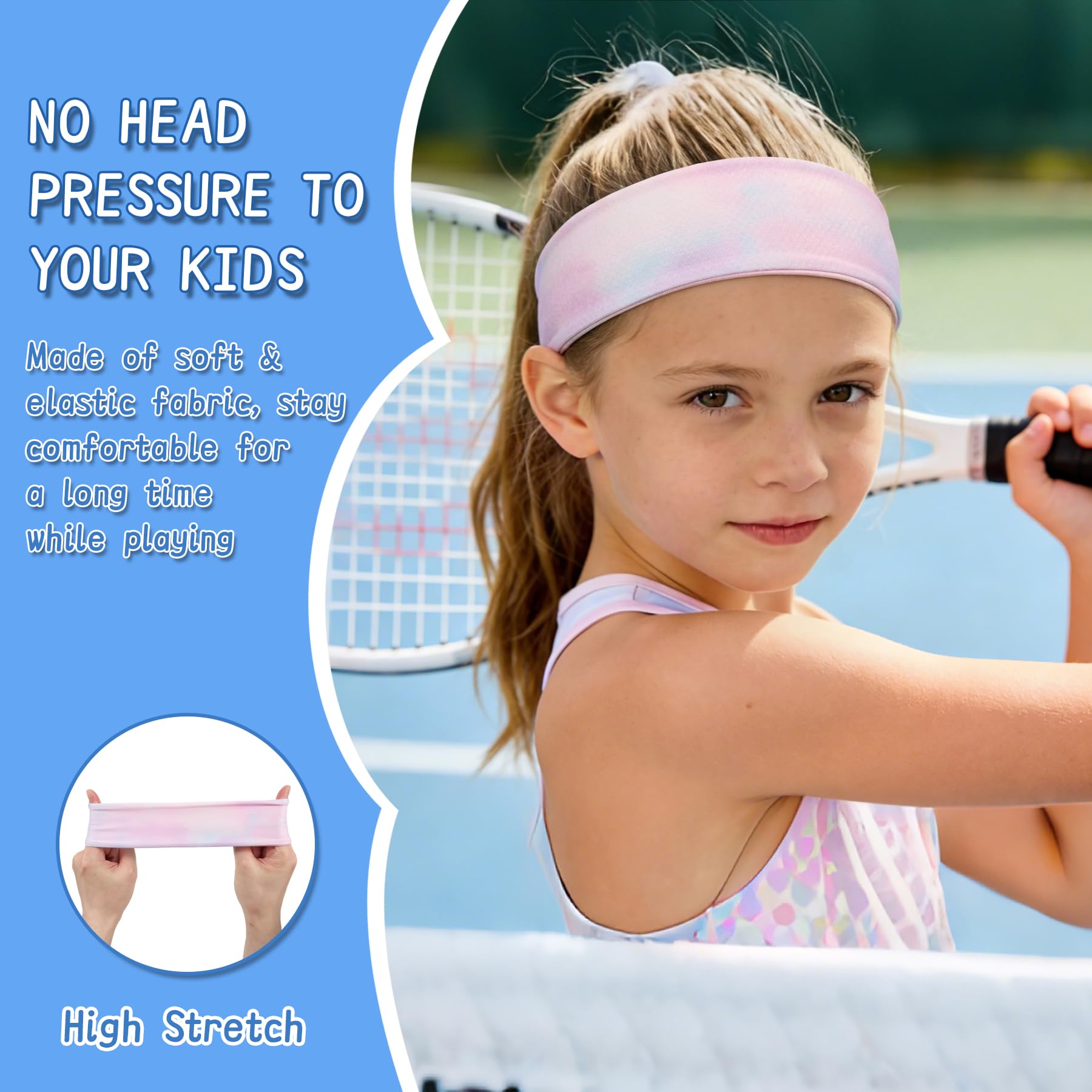 Trodalo Kids Sports Headbands for Girls Boys, Moisture Wicking Elastic Cooling Sweatbands, Non-Slip Lightweight Stretchy Hairbands for Soccer, Running, Basketball, Tennis - 4