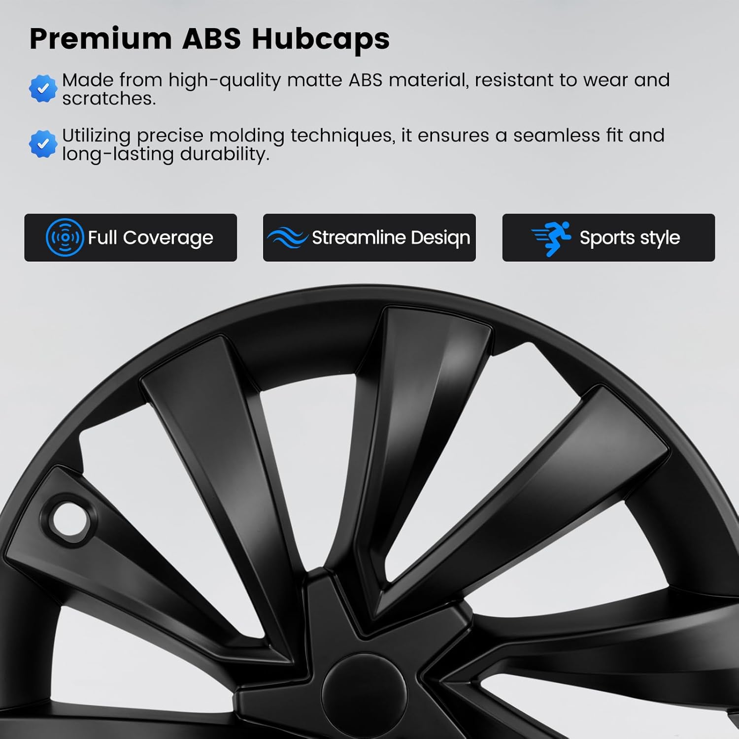 Hubcaps Fit for Tesla Model Y Juniper 2025 2026, 19" Matte Black Wheel Covers with Center Caps, Cross-Spoke Design Rim Covers, Easy Clip-On Installation for Model Y Juniper Accessories
